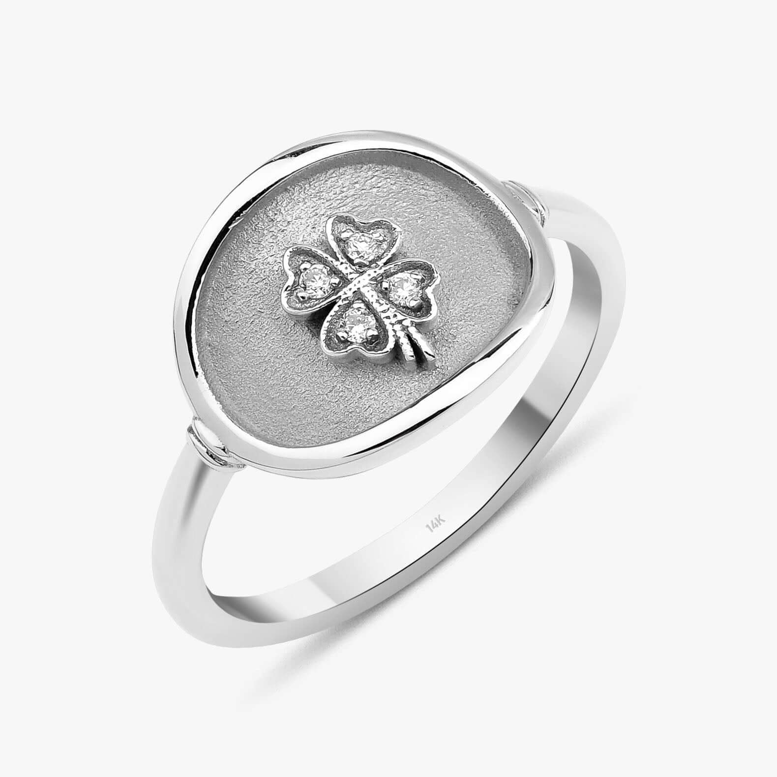 Vintage Dört Yapraklı Yonca Yüzük / Vintage Lucky Clover