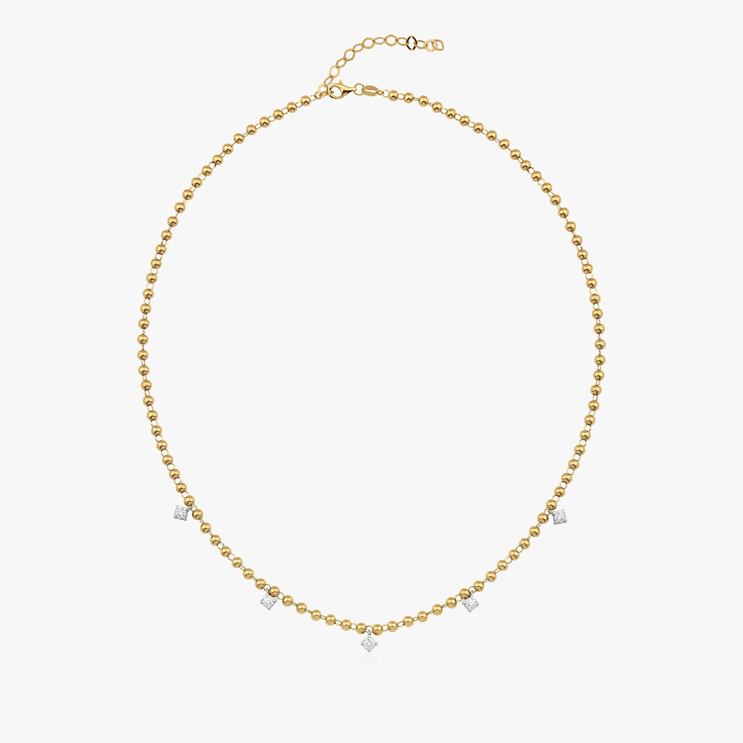 5 Pırlanta Charmli Top Zincir Kolye