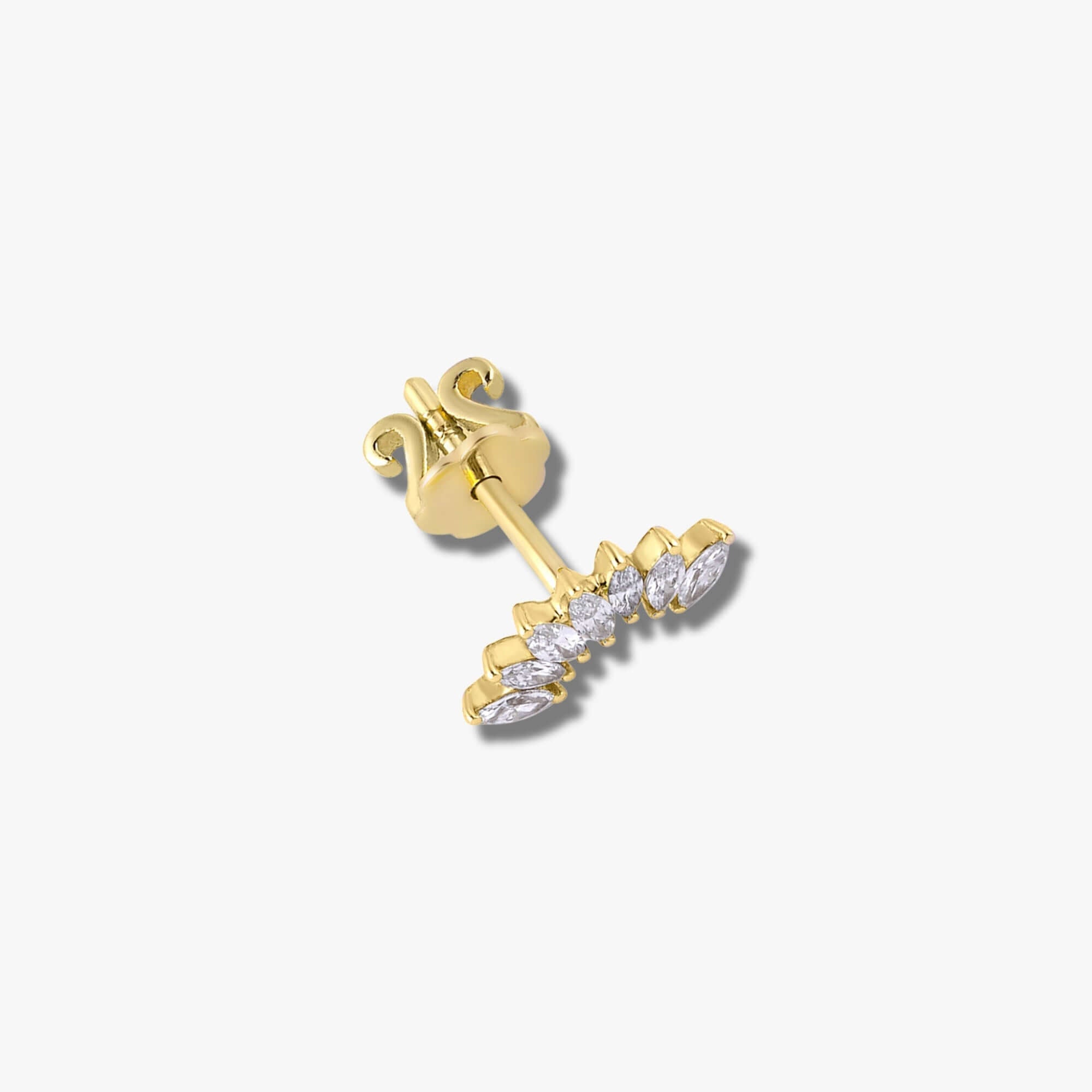 Tek Markiz Güneş Işıltısı Pırlanta Küpe / Marquise Sunshine