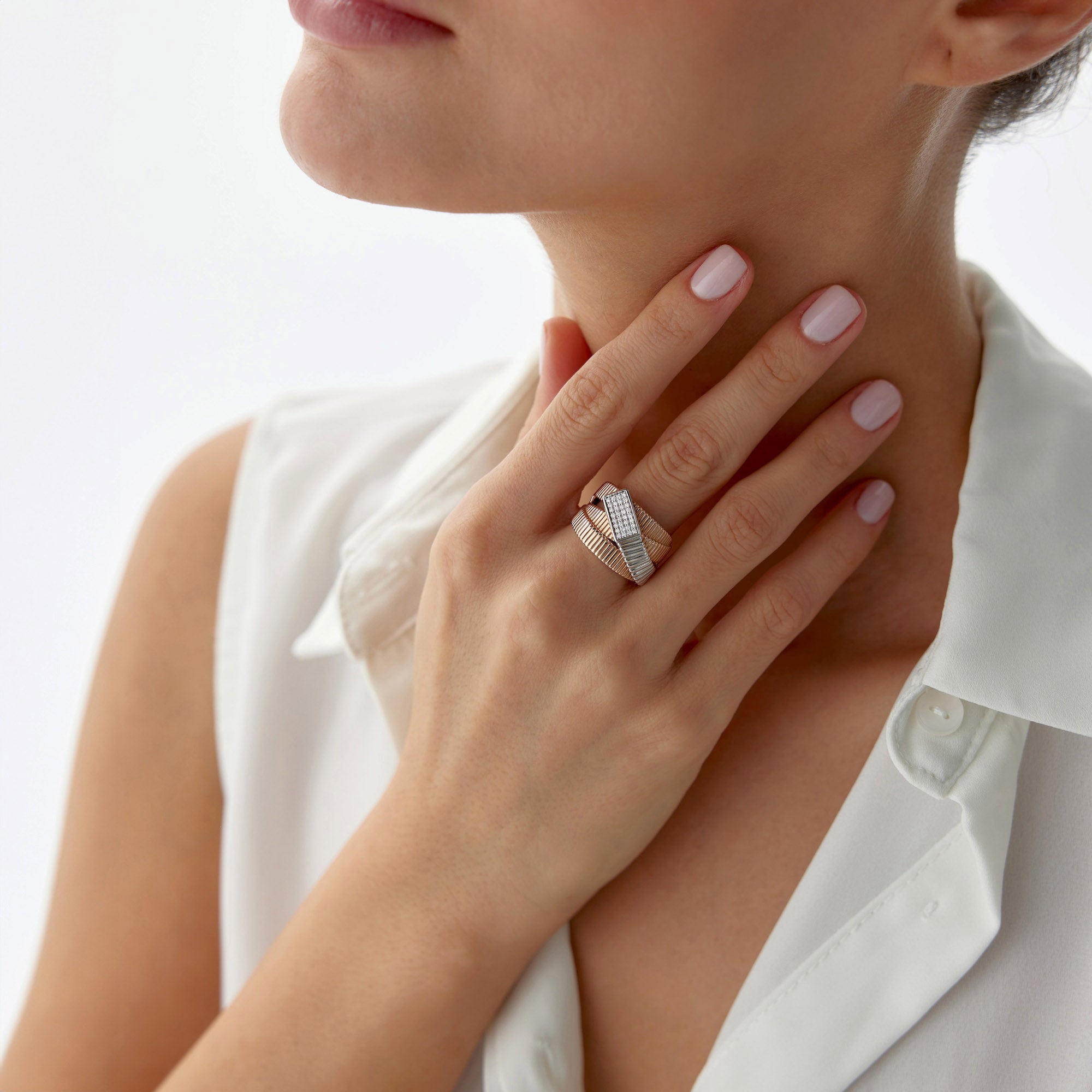 Çift Renkli Çapraz Yüzük / Two Tone Crossover