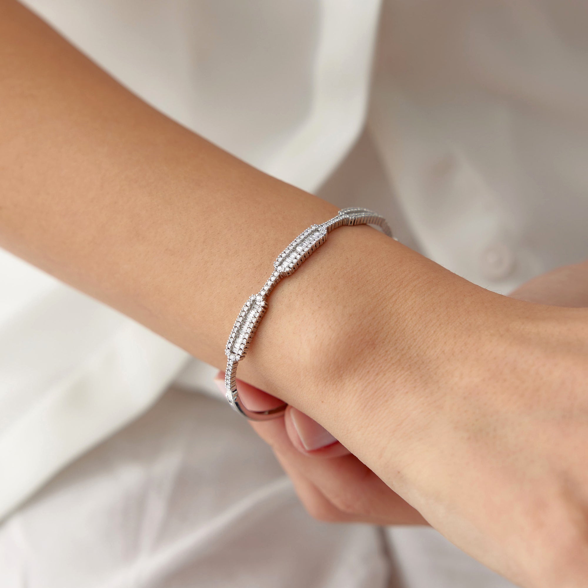 Üçlü Baget Pırlanta Bilezik / Triple Baguette