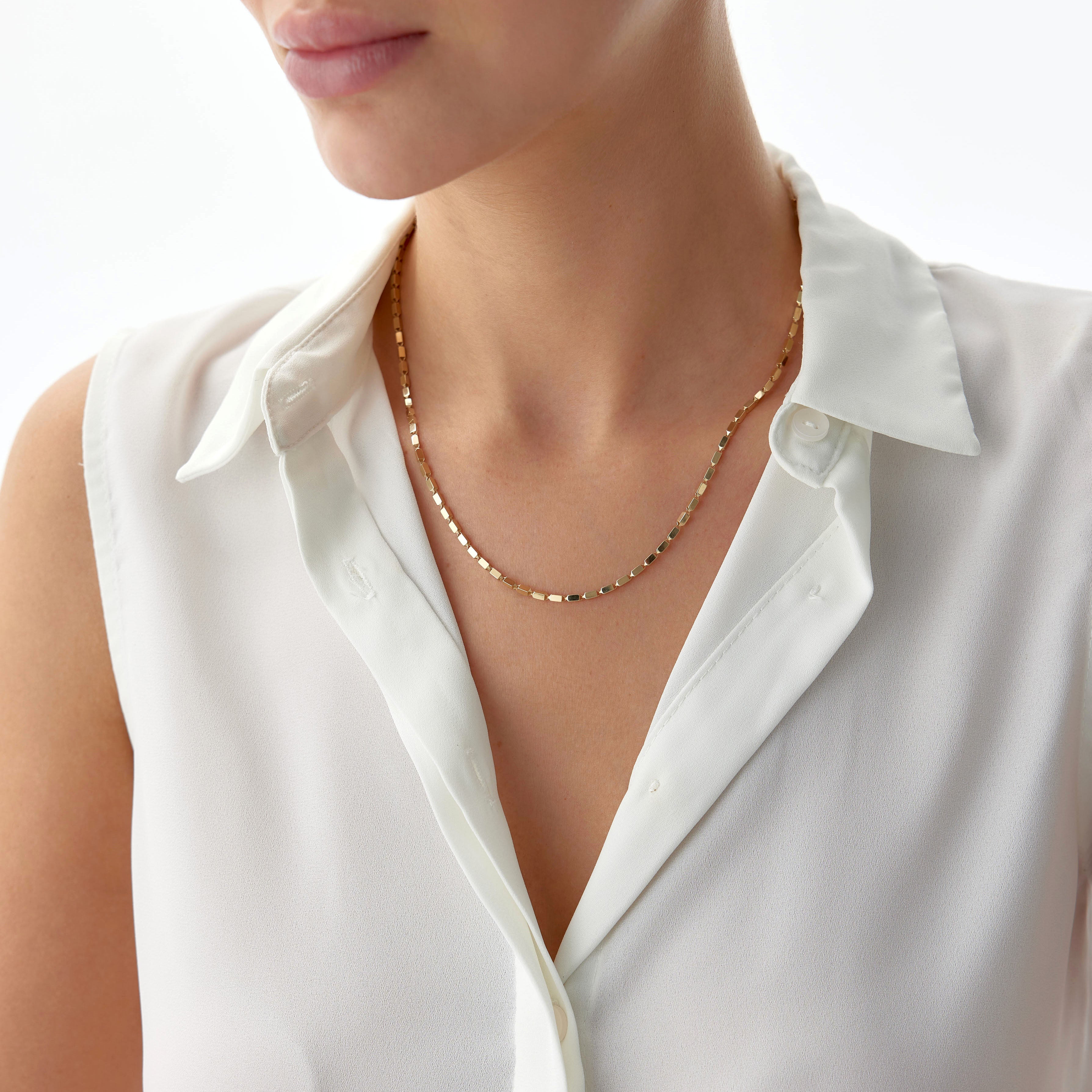 Dikdörtgen Parıltılı Zincir Kolye