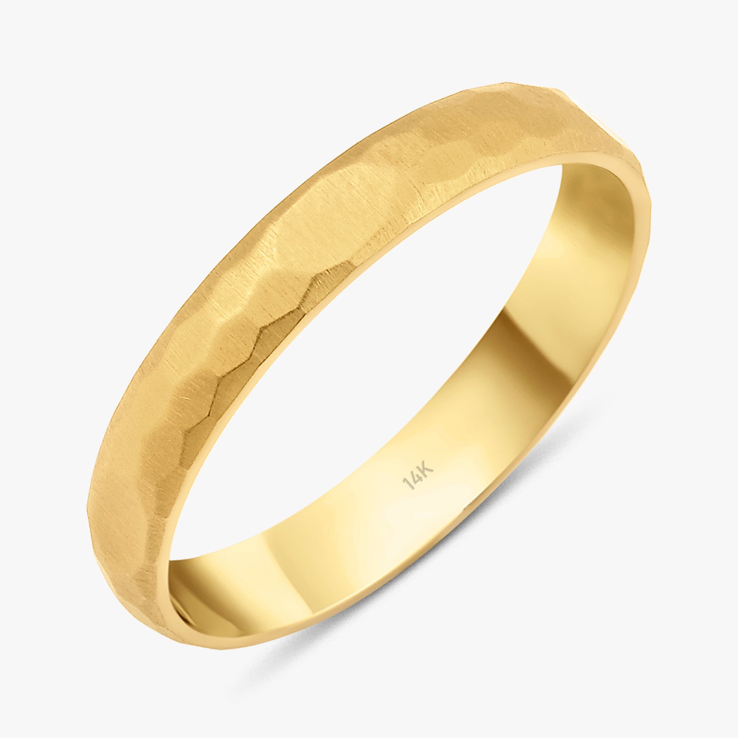 Mat Altın Dövülmüş Alyans Seti / Matte Hammered