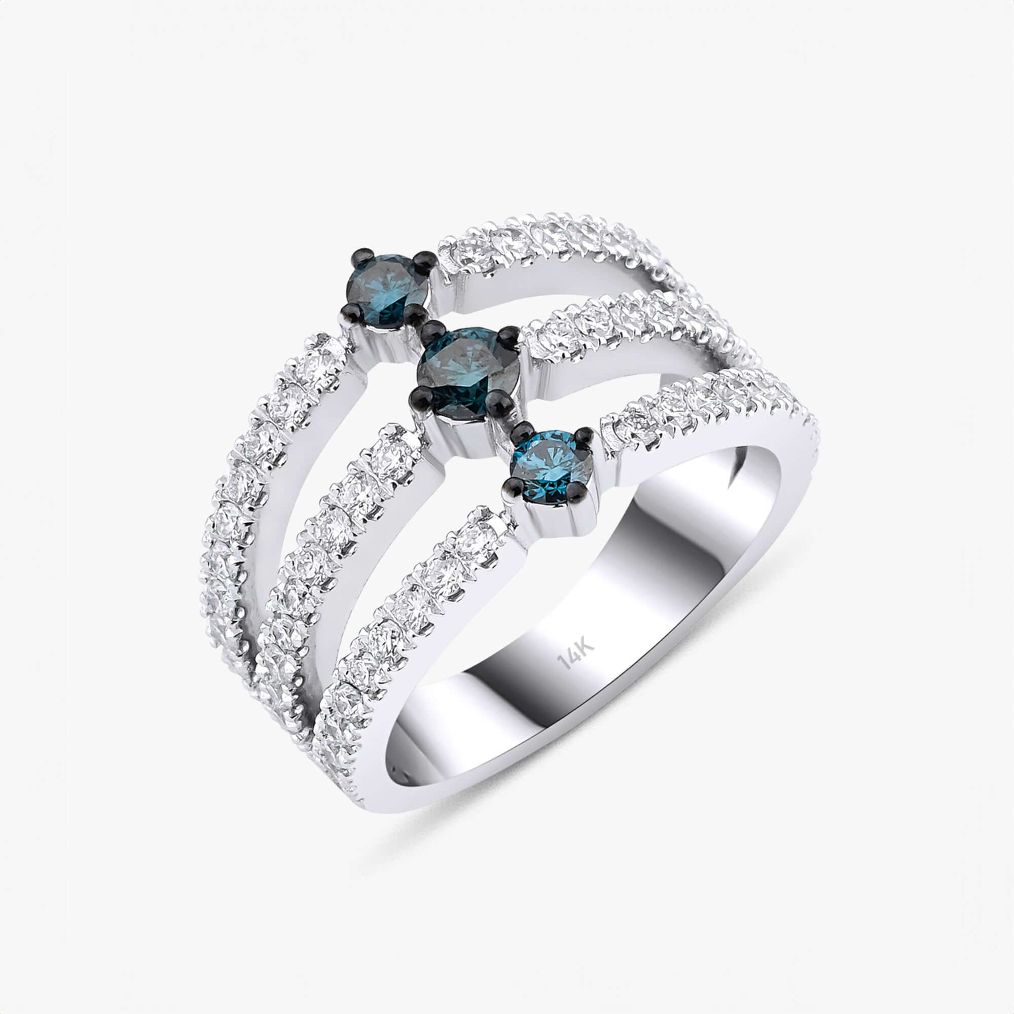 Mavi Pırlanta Trinity Yüzük / Triple Blue