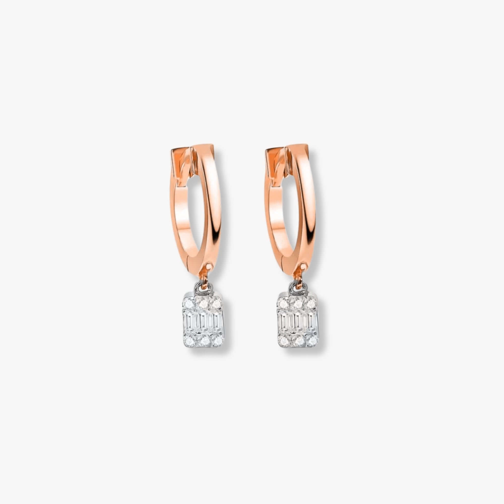 Baget Pırlanta Sallantılı Sade Halka Küpe