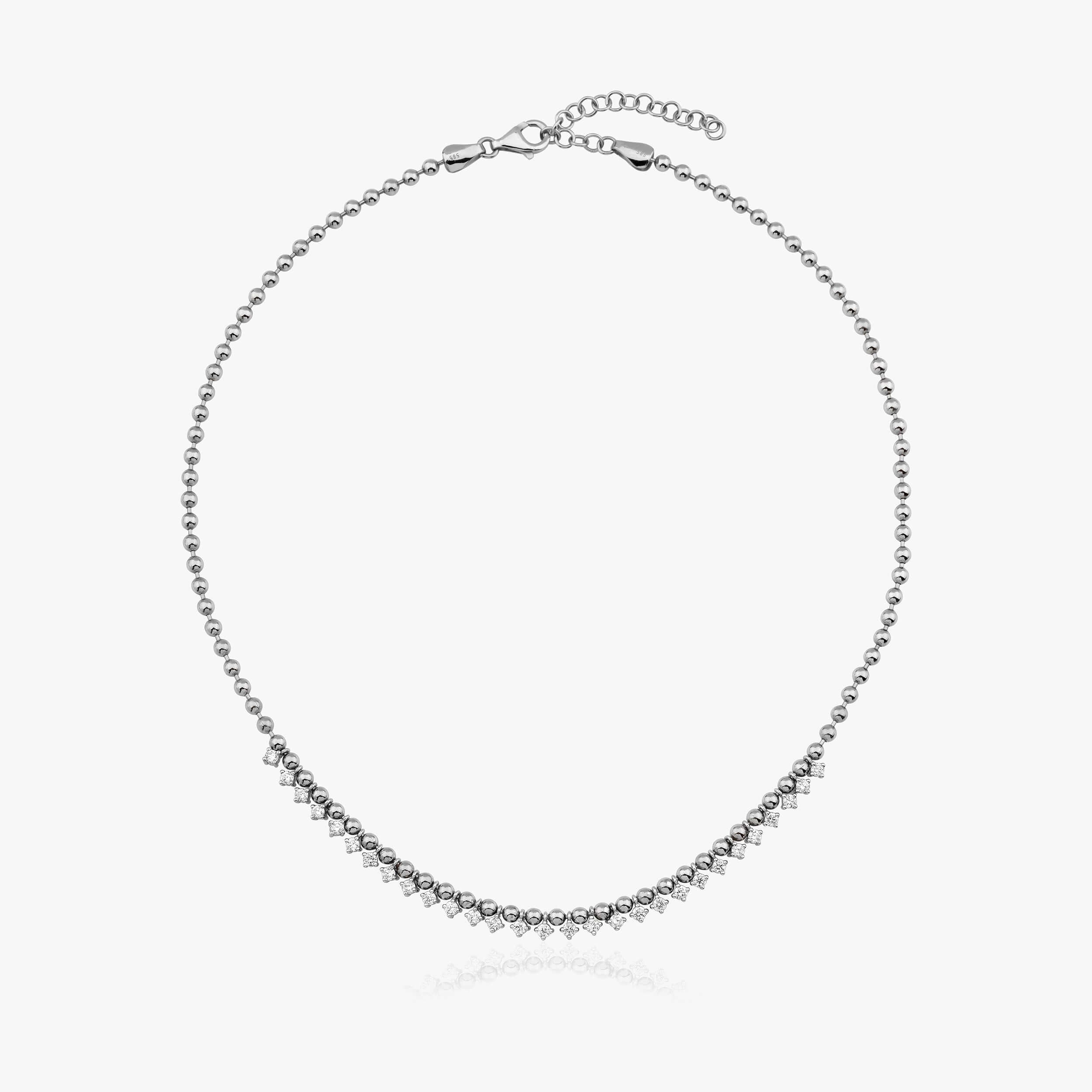 Büyük Top Zincir Pırlanta Charm Kolye / Charms On A Chain