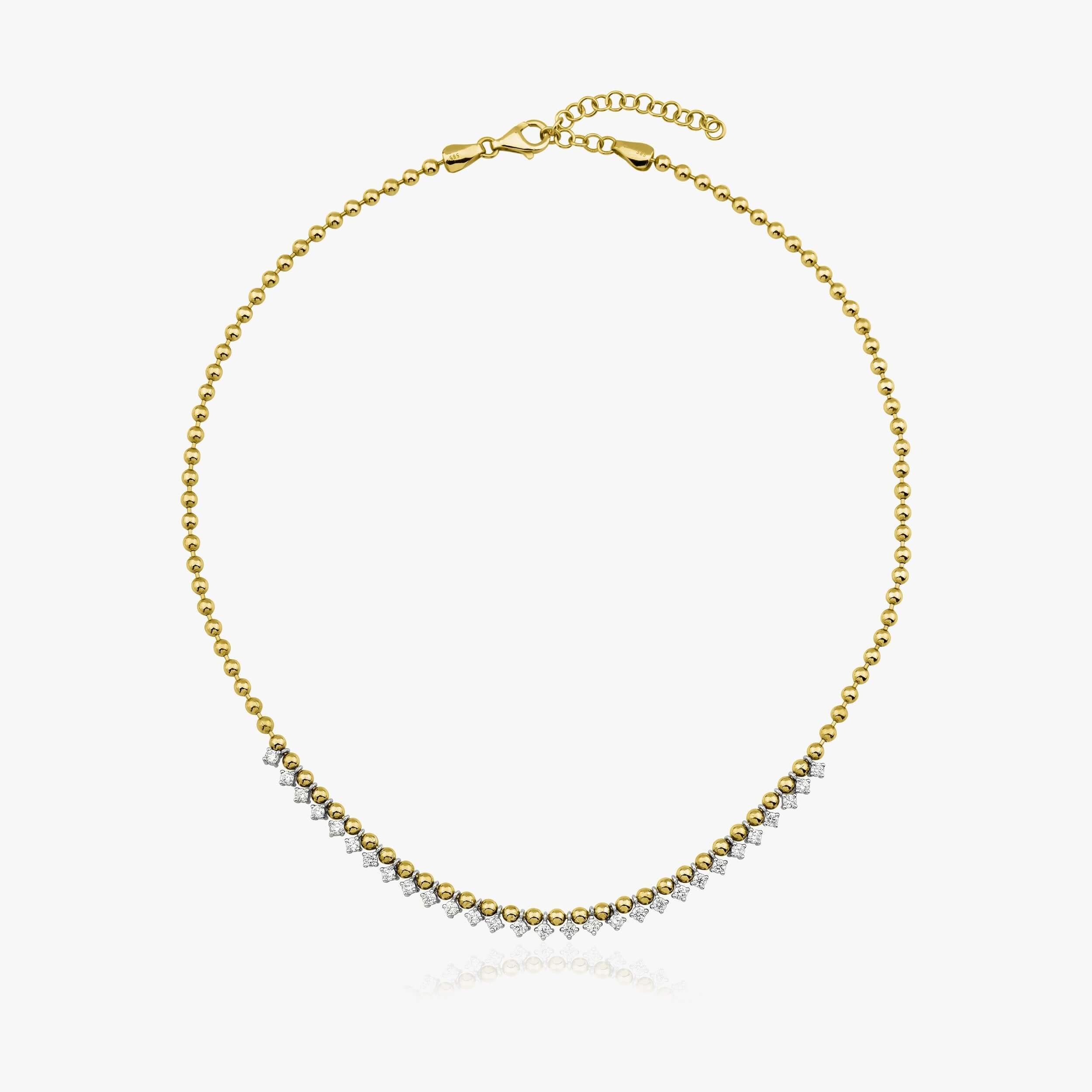 Büyük Top Zincir Pırlanta Charm Kolye / Charms On A Chain