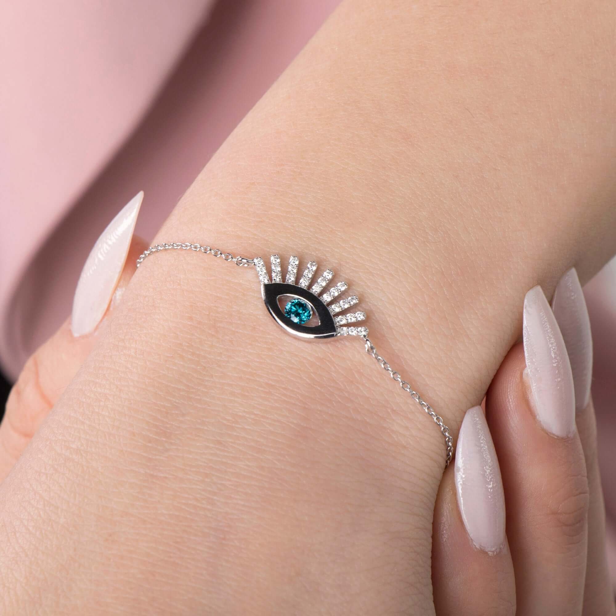 Mavi Pırlanta Göz Bileklik