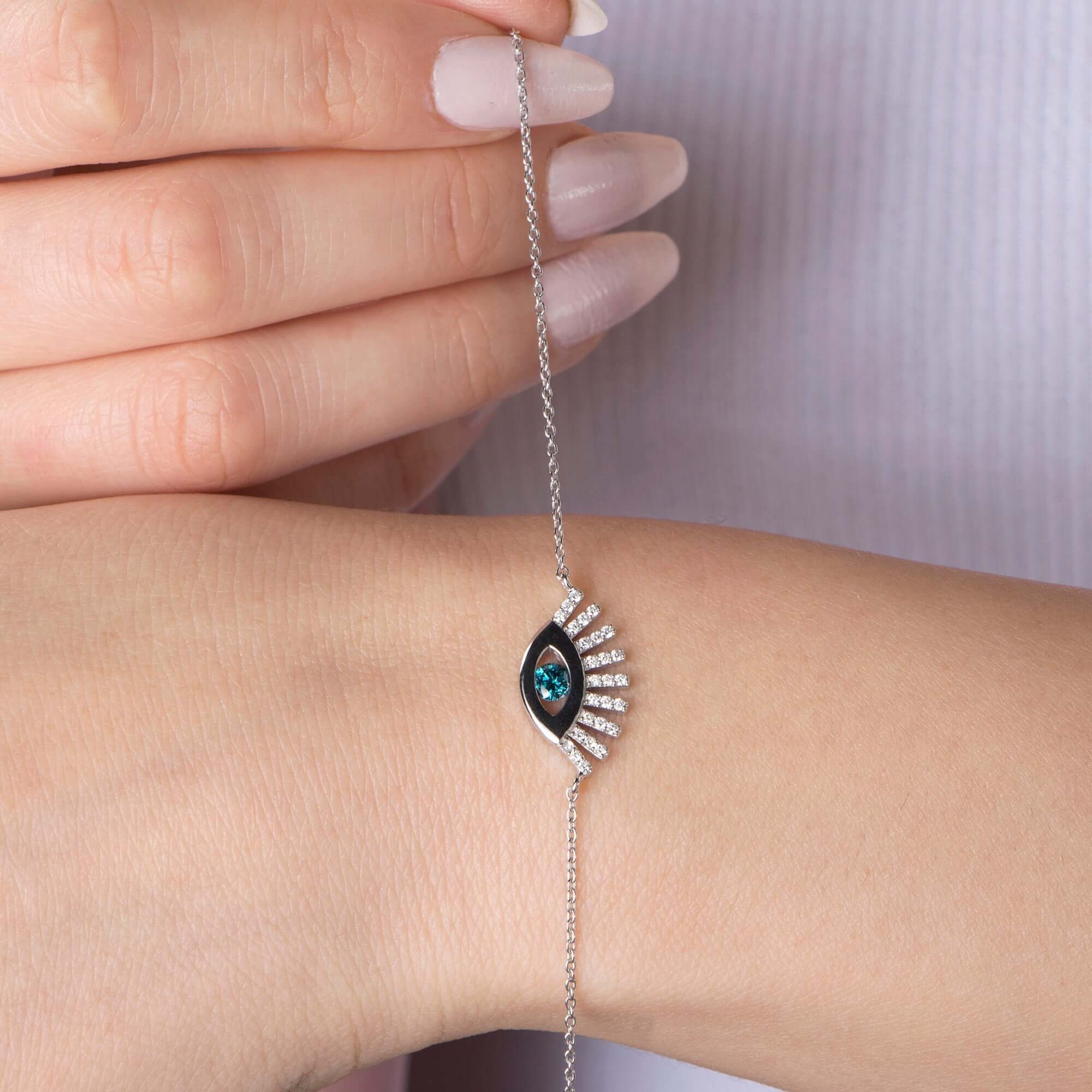 Mavi Pırlanta Göz Bileklik