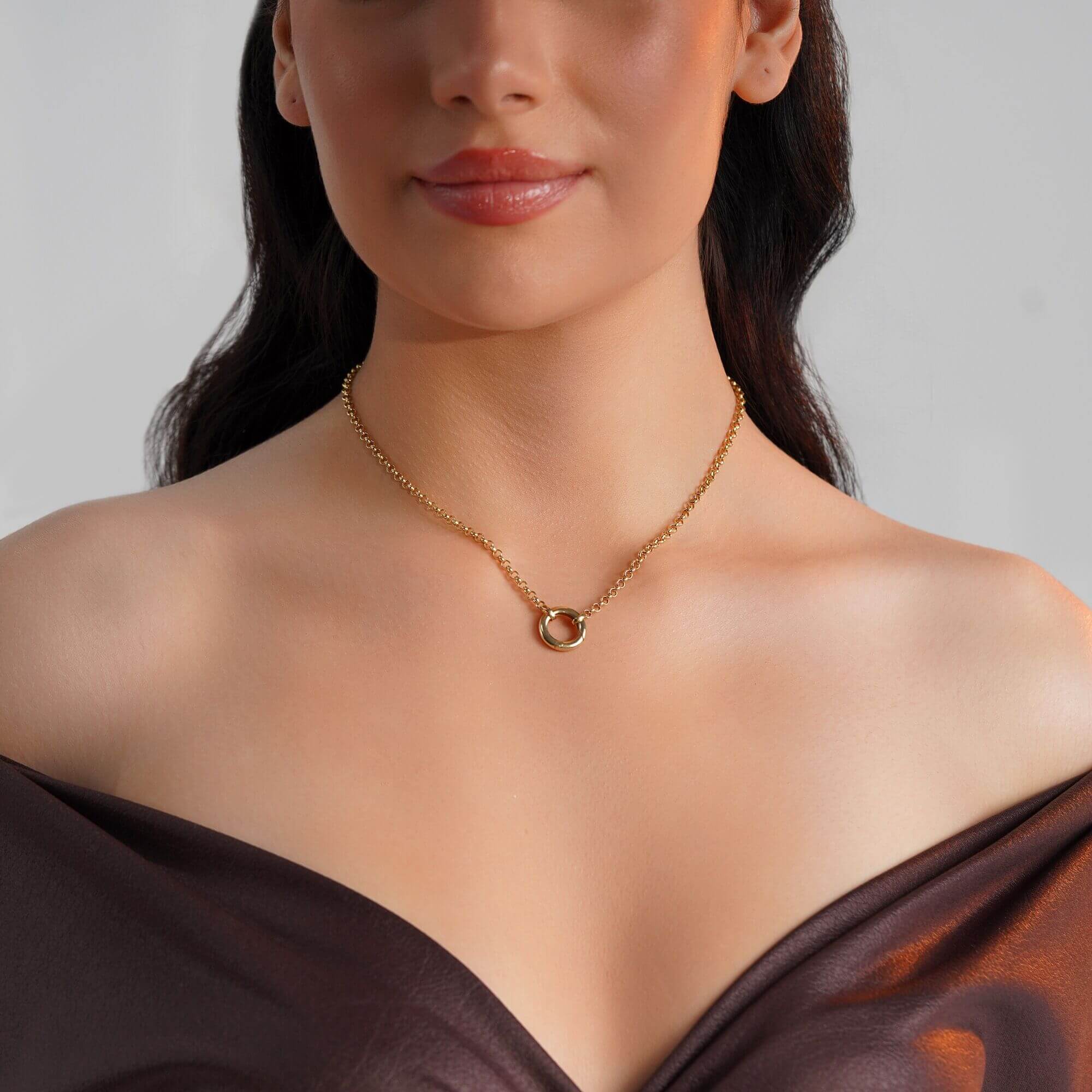 Yuvarlak Kilitli Madalyon Taşıyıcı Kolye / Charm Holder