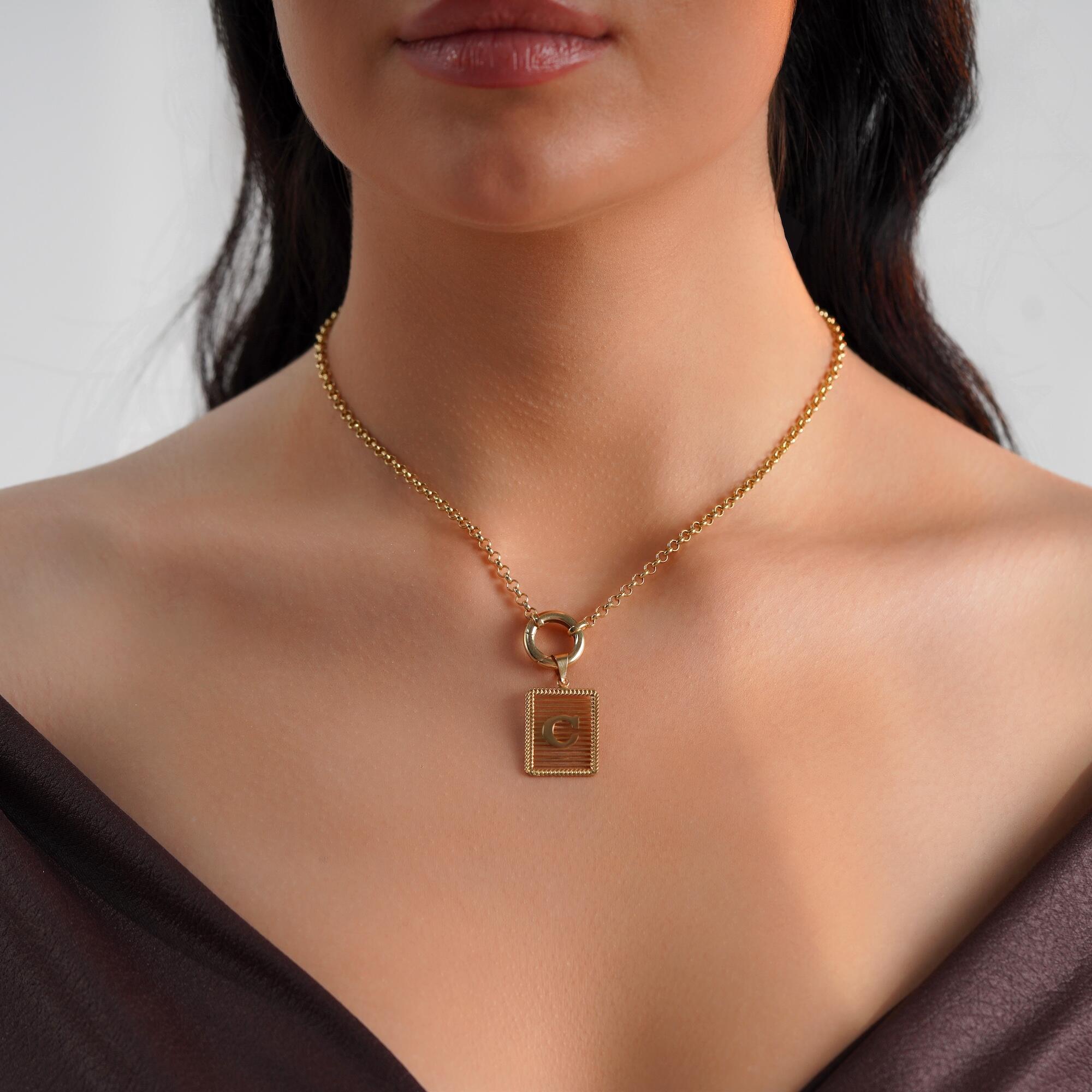 Yuvarlak Kilitli Madalyon Taşıyıcı Kolye / Charm Holder