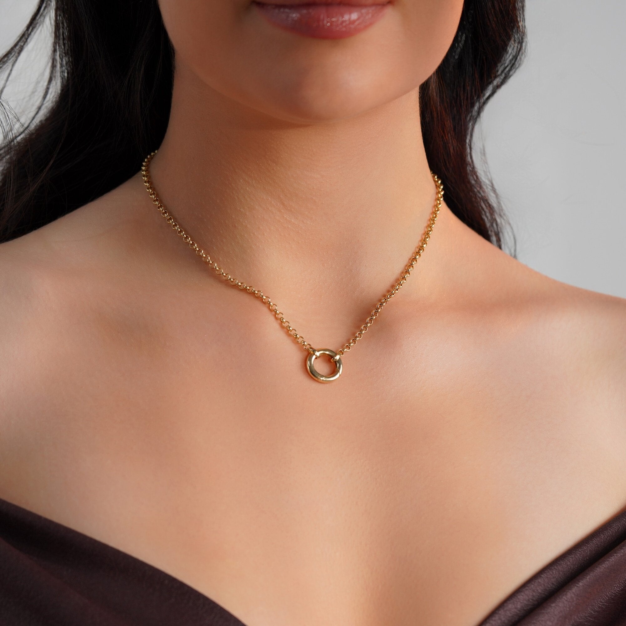 Yuvarlak Kilitli Madalyon Taşıyıcı Kolye / Charm Holder