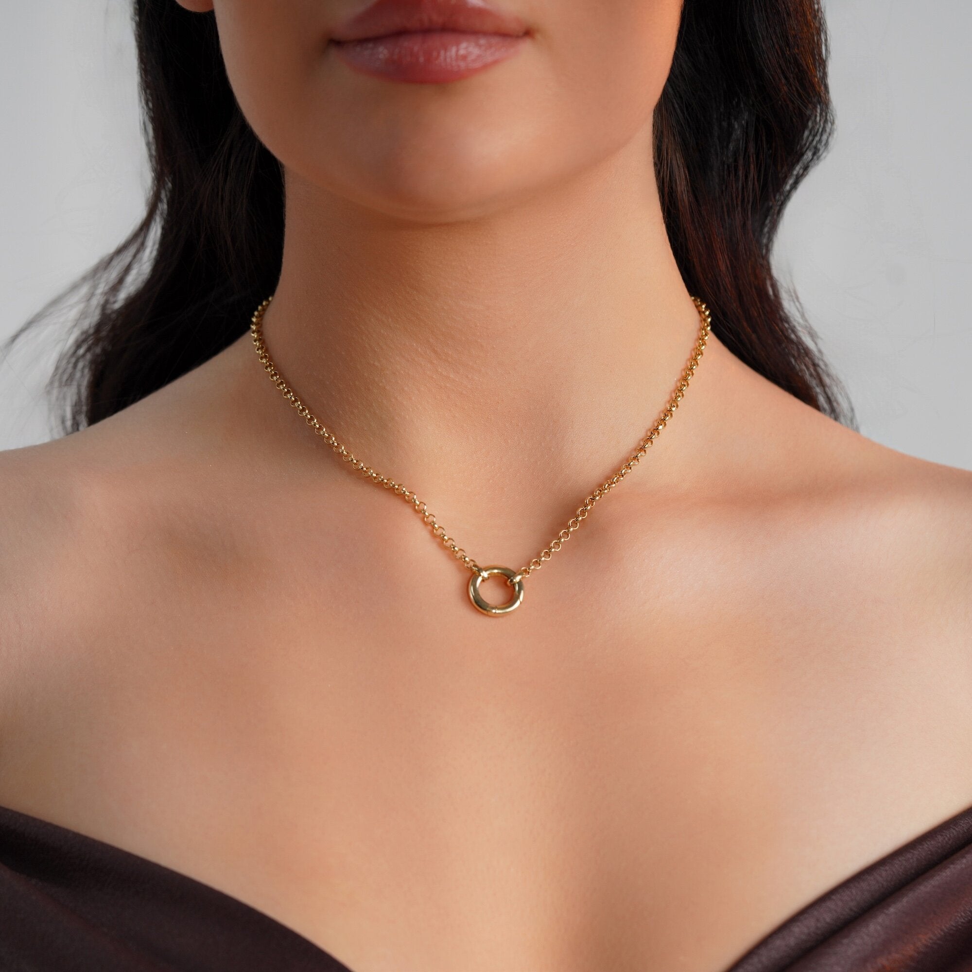 Yuvarlak Kilitli Madalyon Taşıyıcı Kolye / Charm Holder