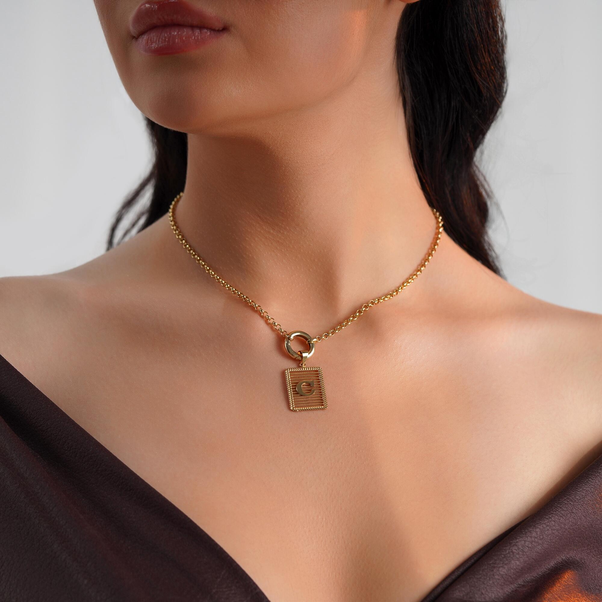 Yuvarlak Kilitli Madalyon Taşıyıcı Kolye / Charm Holder