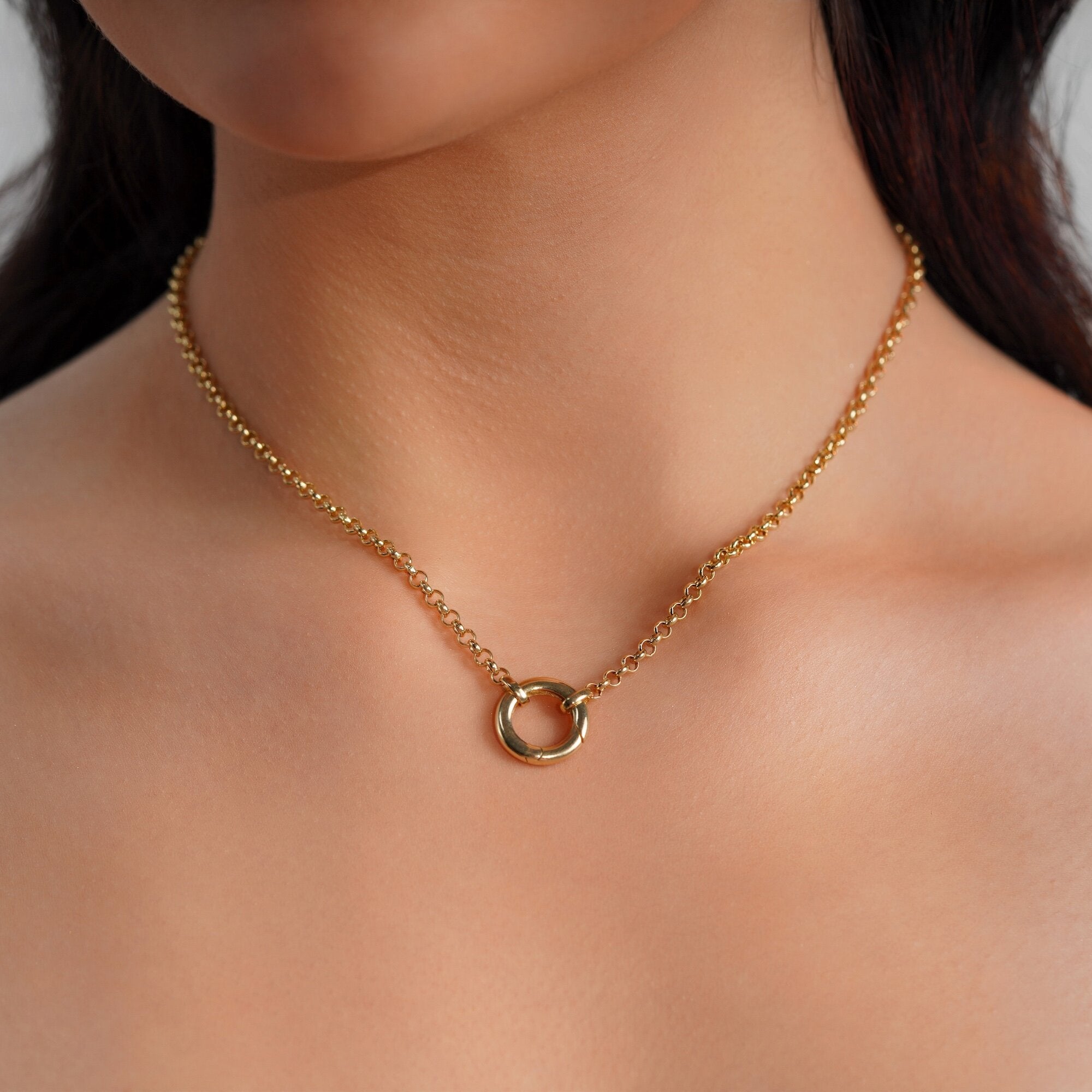 Yuvarlak Kilitli Madalyon Taşıyıcı Kolye / Charm Holder