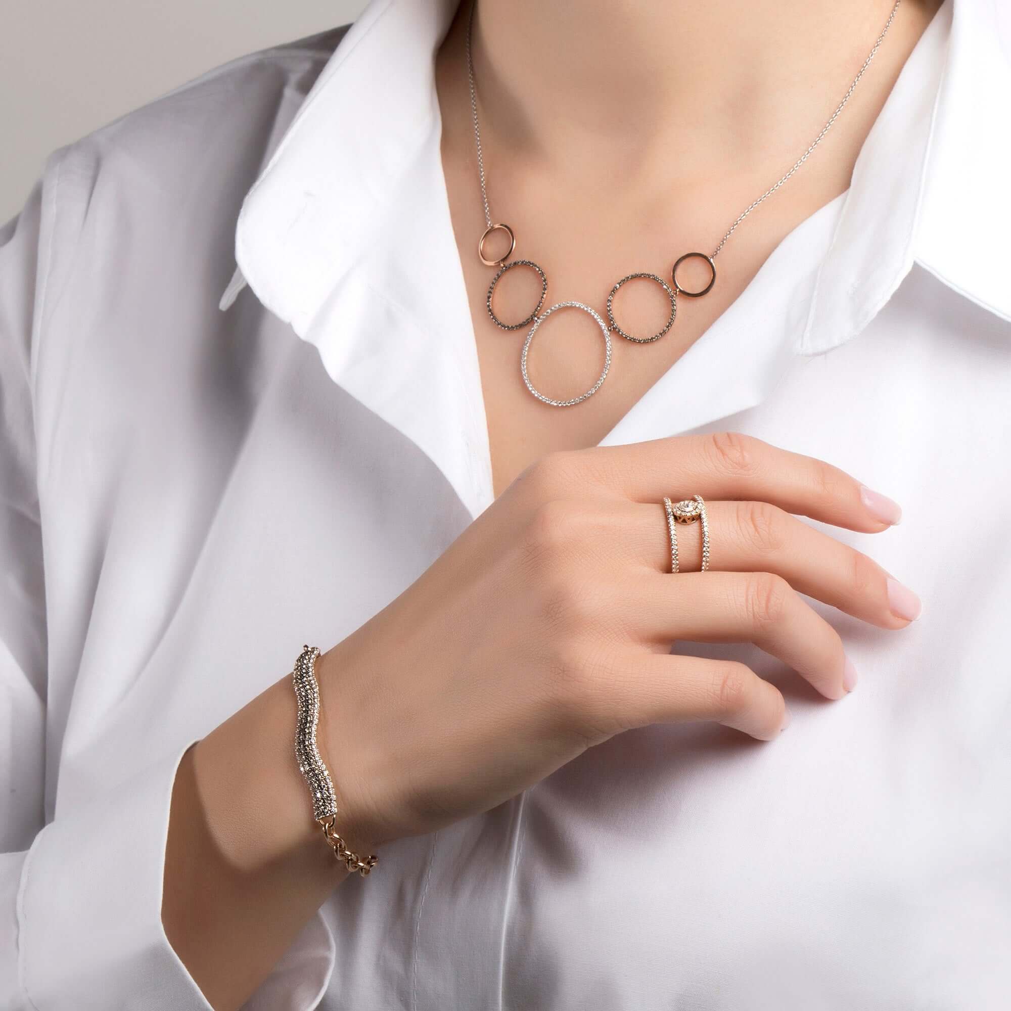 Konyak ve Beyaz Pırlanta Wave Bileklik / Diamond Wave