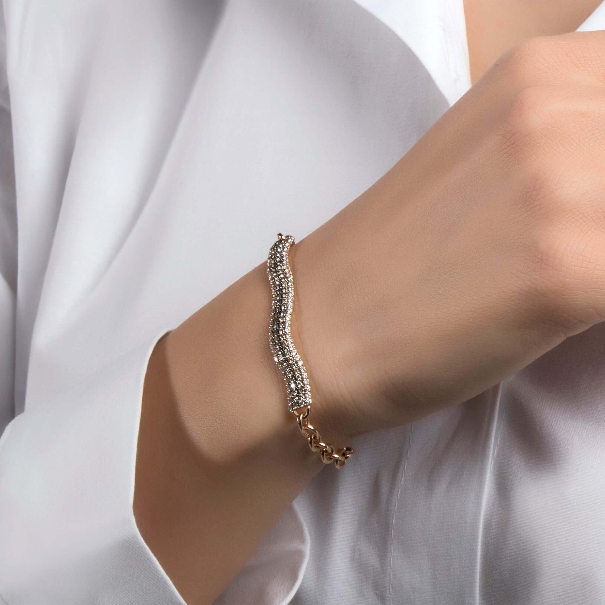 Konyak ve Beyaz Pırlanta Wave Bileklik / Diamond Wave