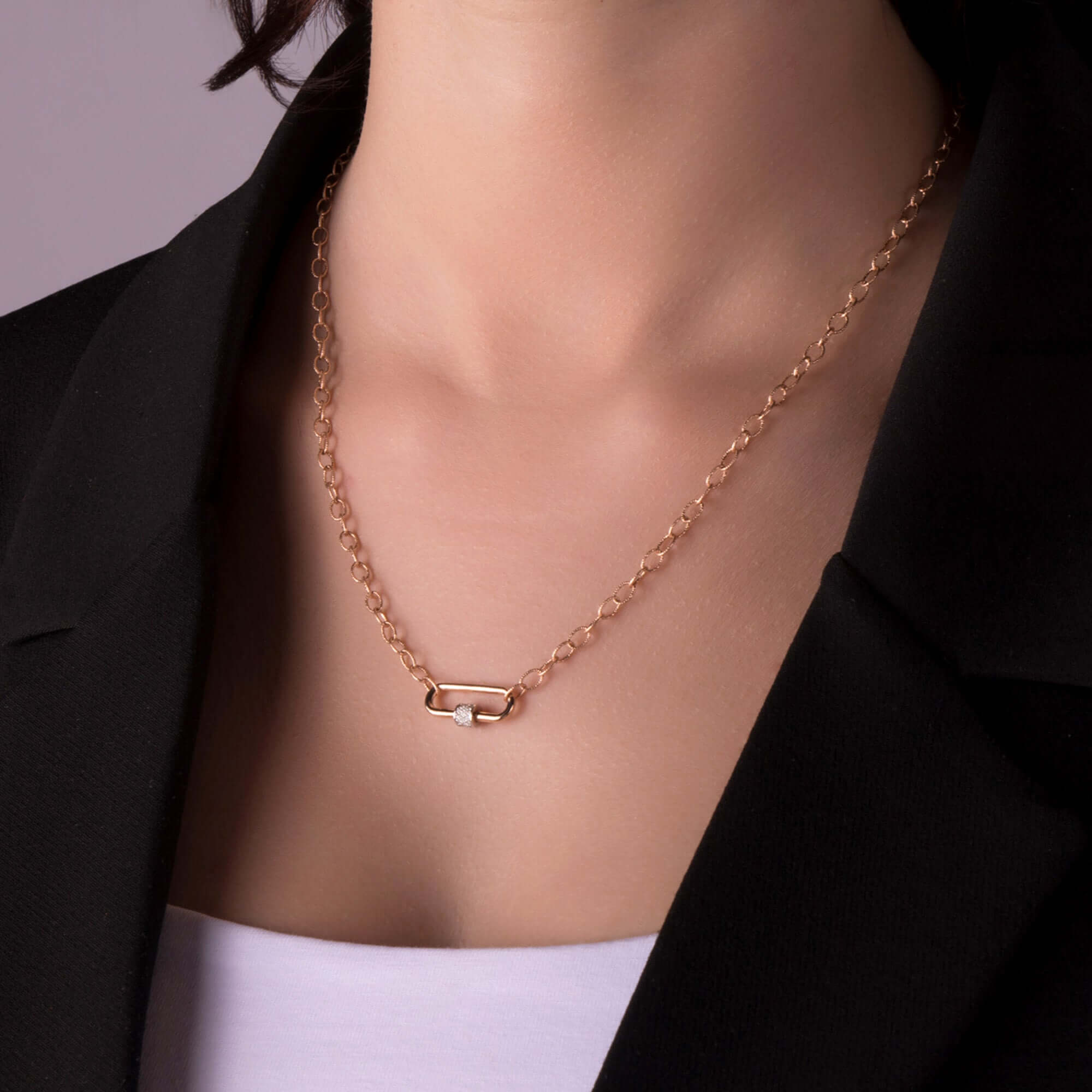 Pırlanta Carabiner Kilit Kolye / Mini Carabiner