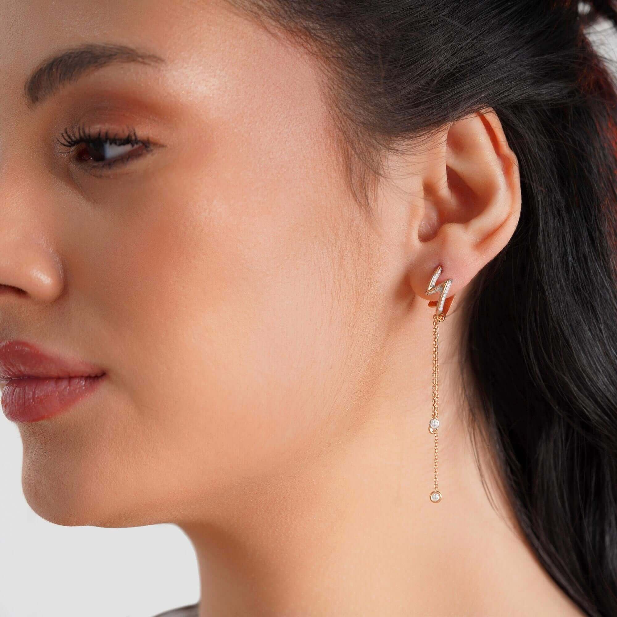 Pırlanta Charm Halka Küpe / Diamond Drops