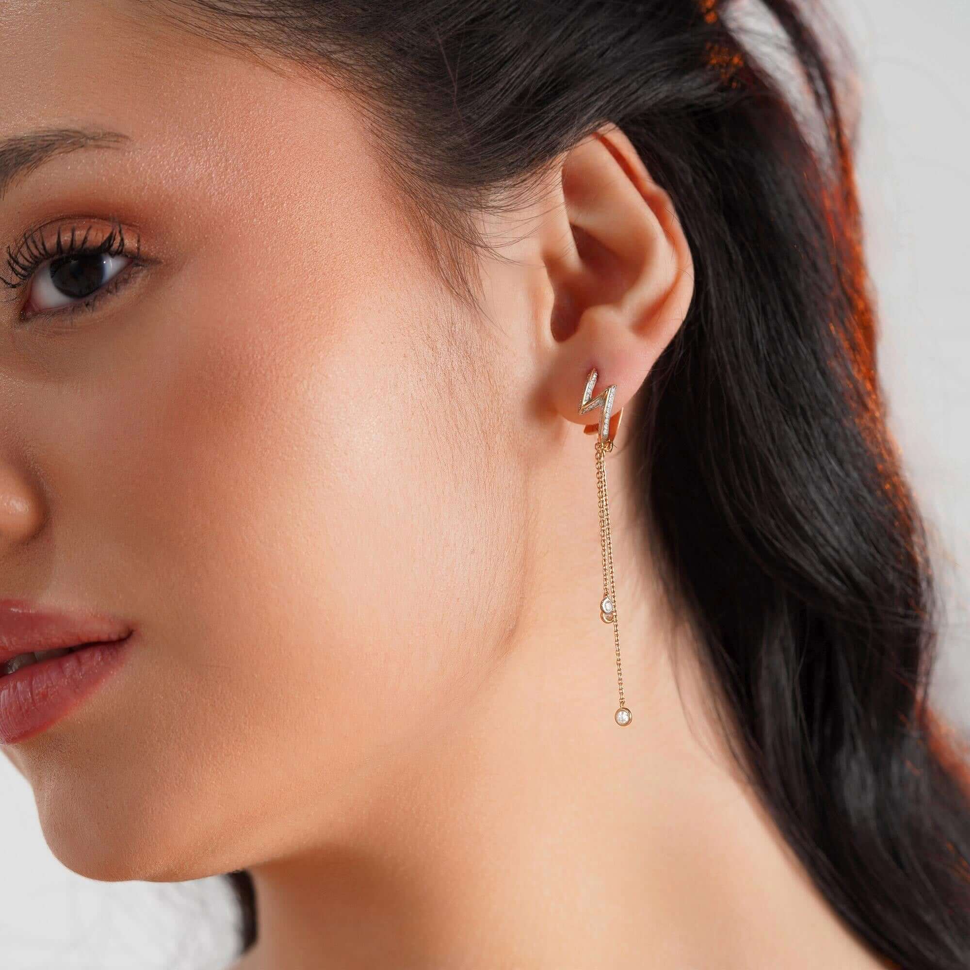 Pırlanta Charm Halka Küpe / Diamond Drops