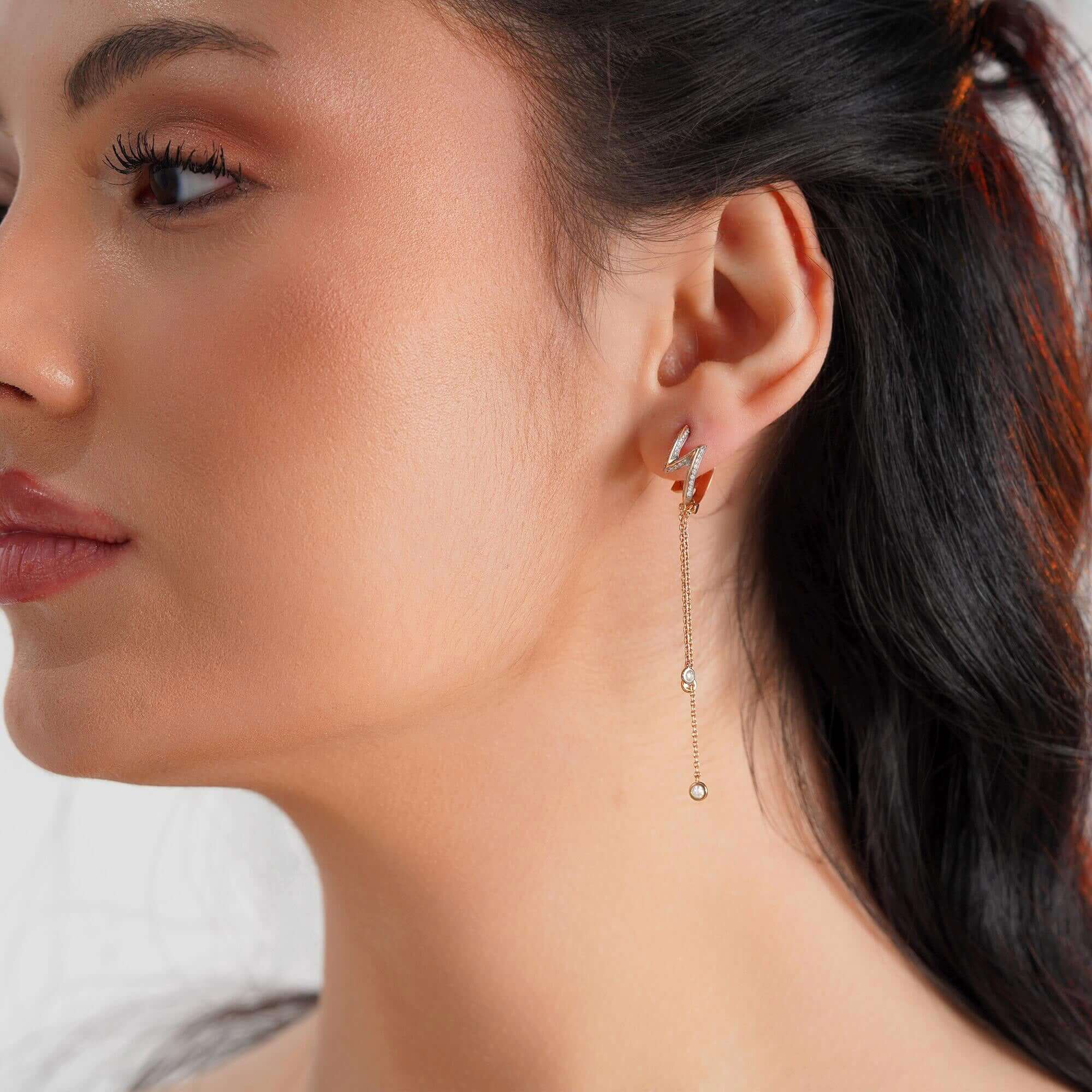 Pırlanta Charm Halka Küpe / Diamond Drops