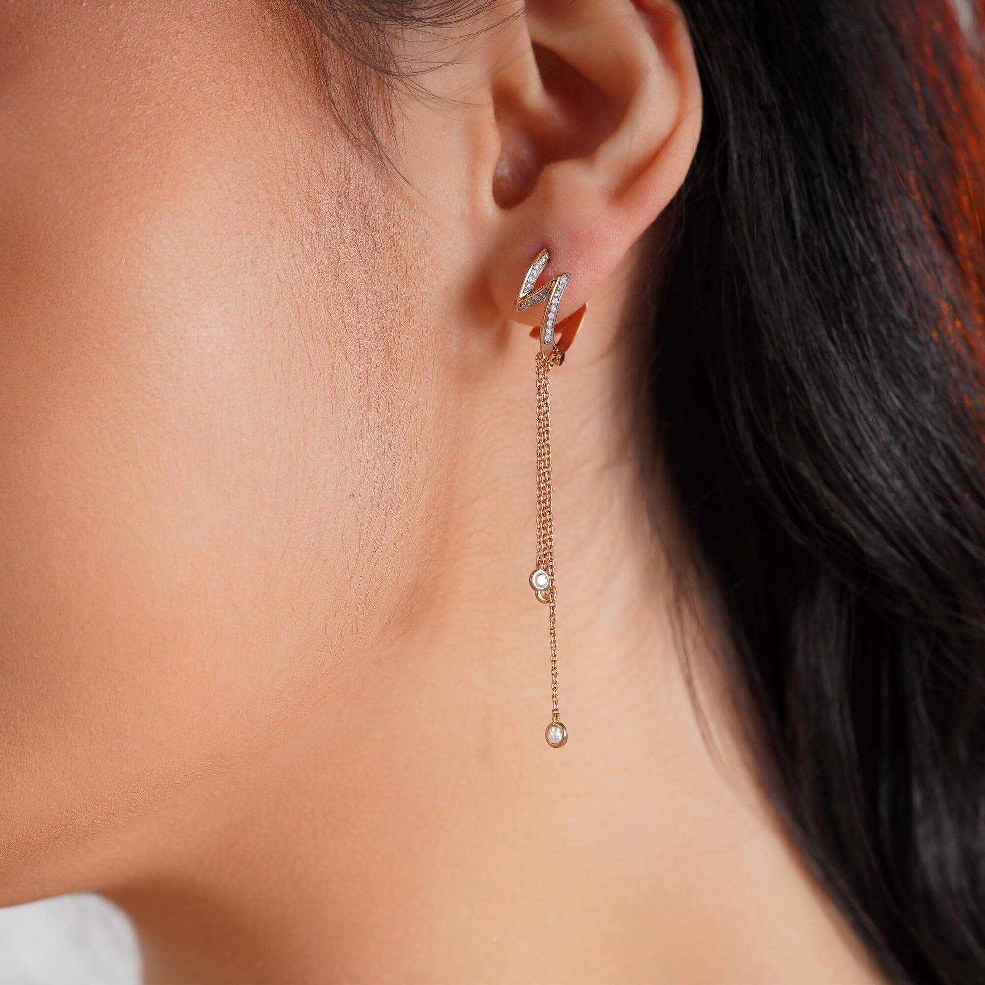 Pırlanta Charm Halka Küpe / Diamond Drops