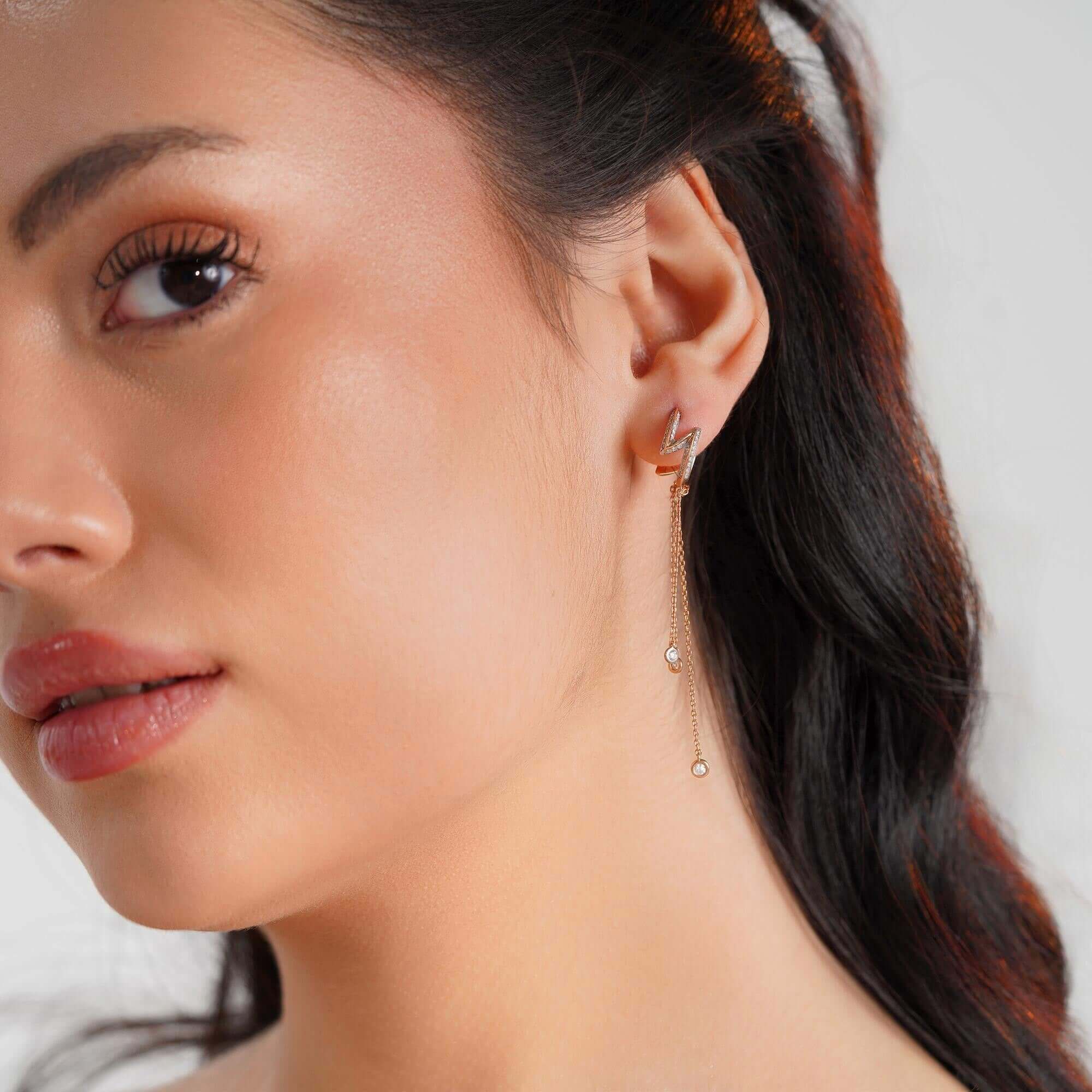 Pırlanta Charm Halka Küpe / Diamond Drops