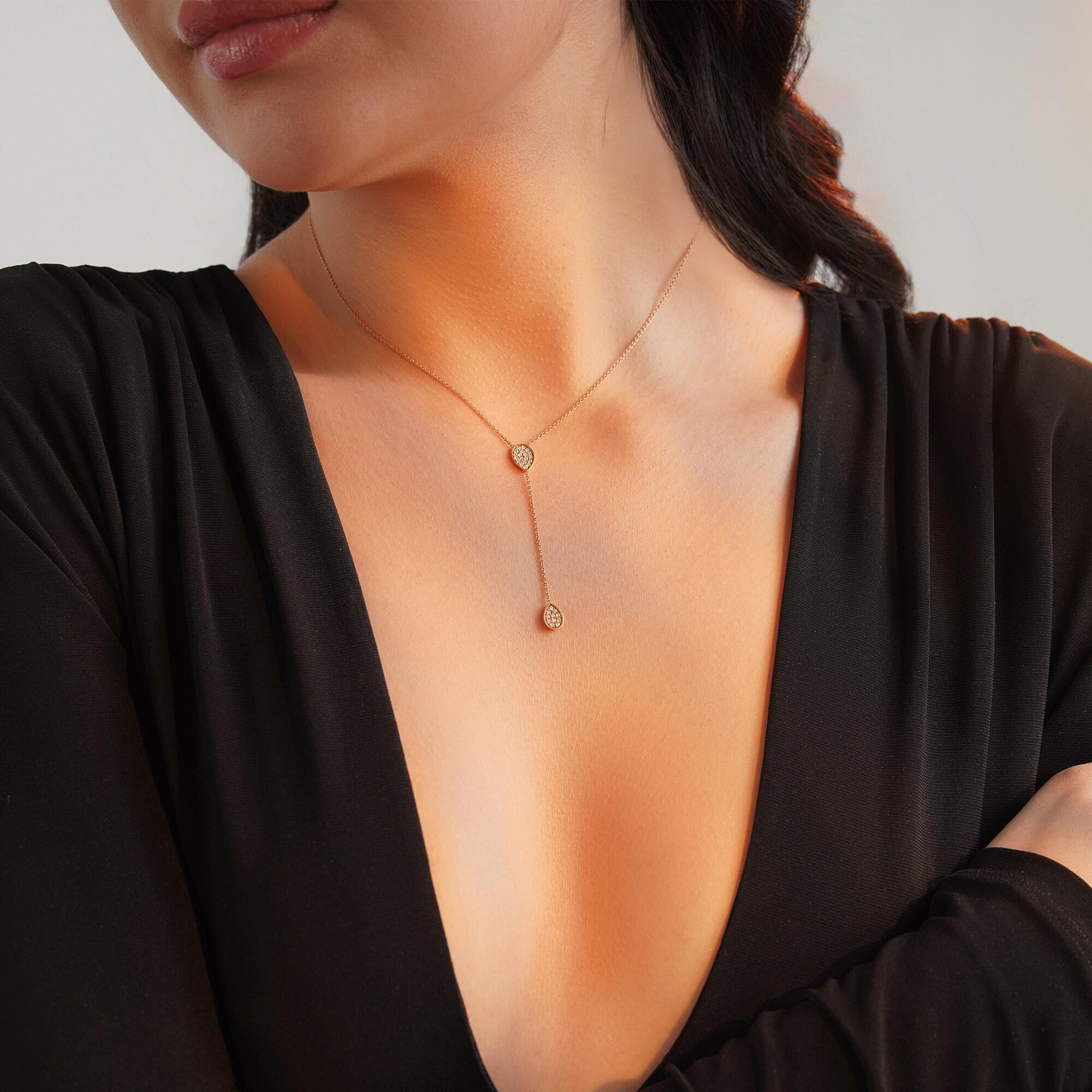 Pırlanta Damla Lariat Kolye