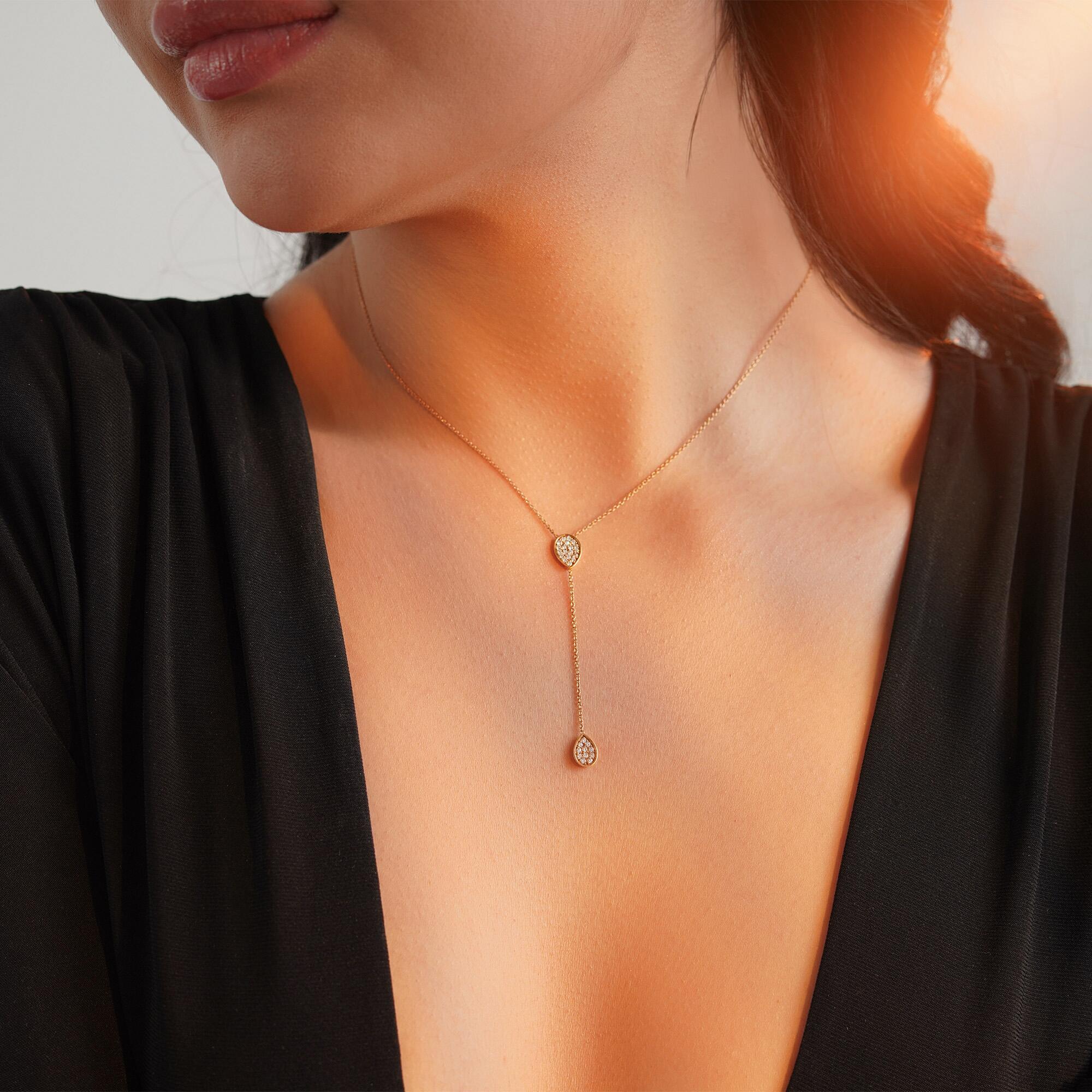 Pırlanta Damla Lariat Kolye