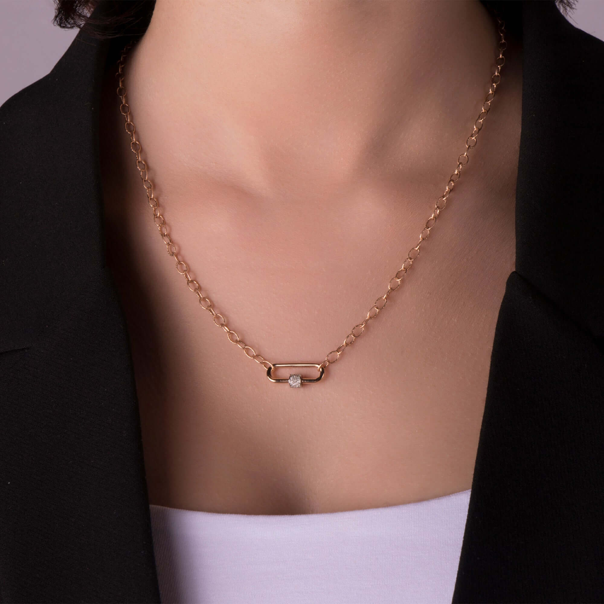 Pırlanta Carabiner Kilit Kolye / Mini Carabiner