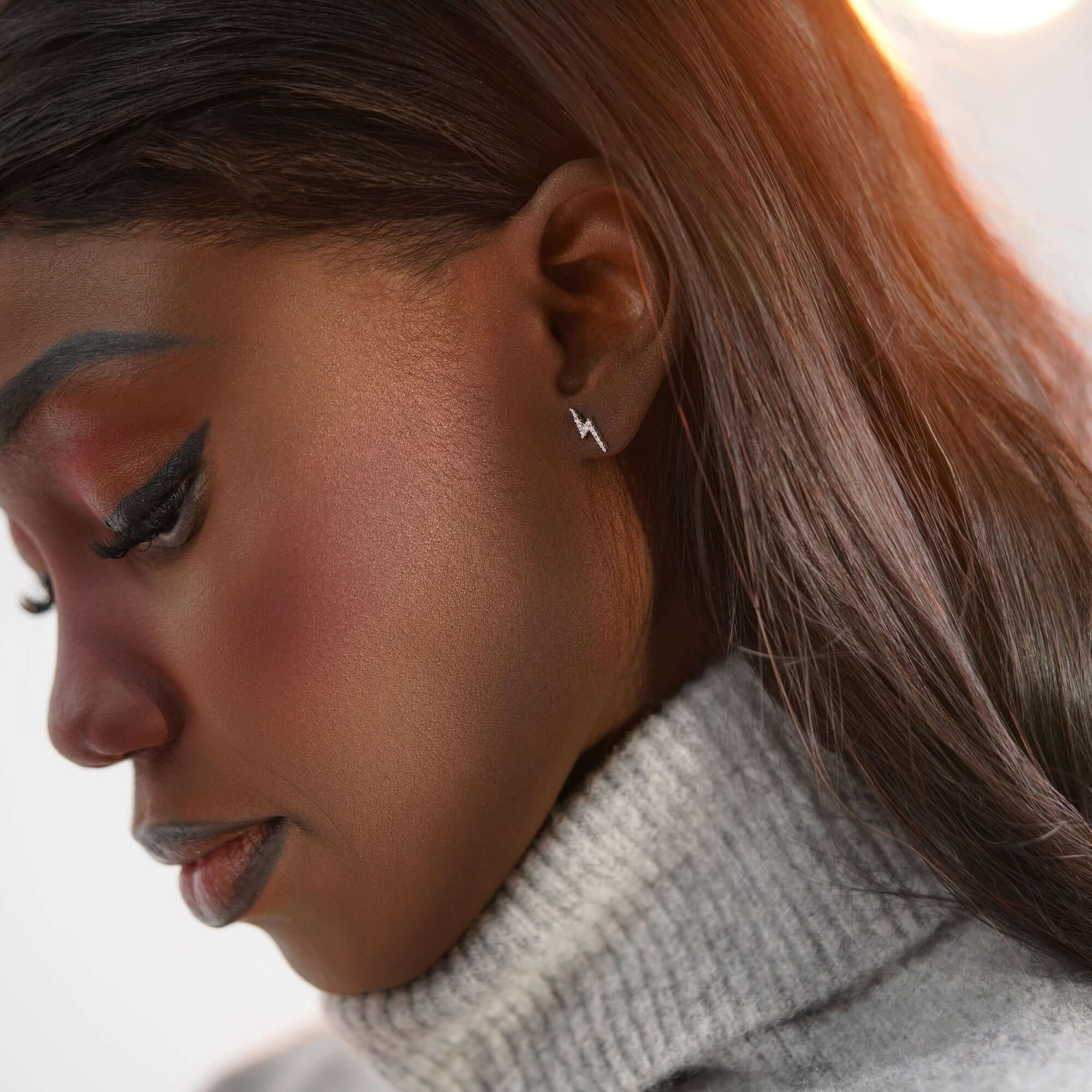 Pırlanta Yıldırım Küpe / Mini Thunderbolt