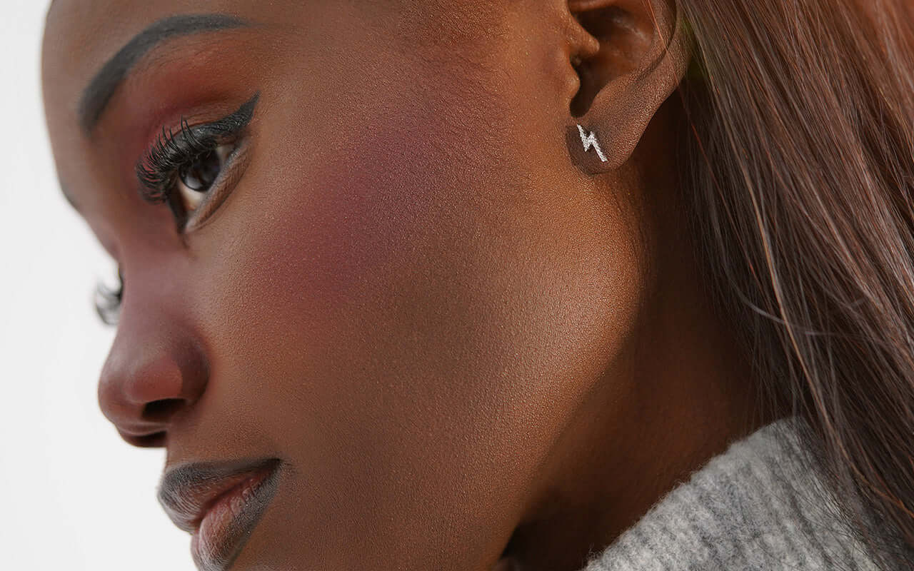 Tek Pırlanta Yıldırım Küpe / Mini Thunderbolt