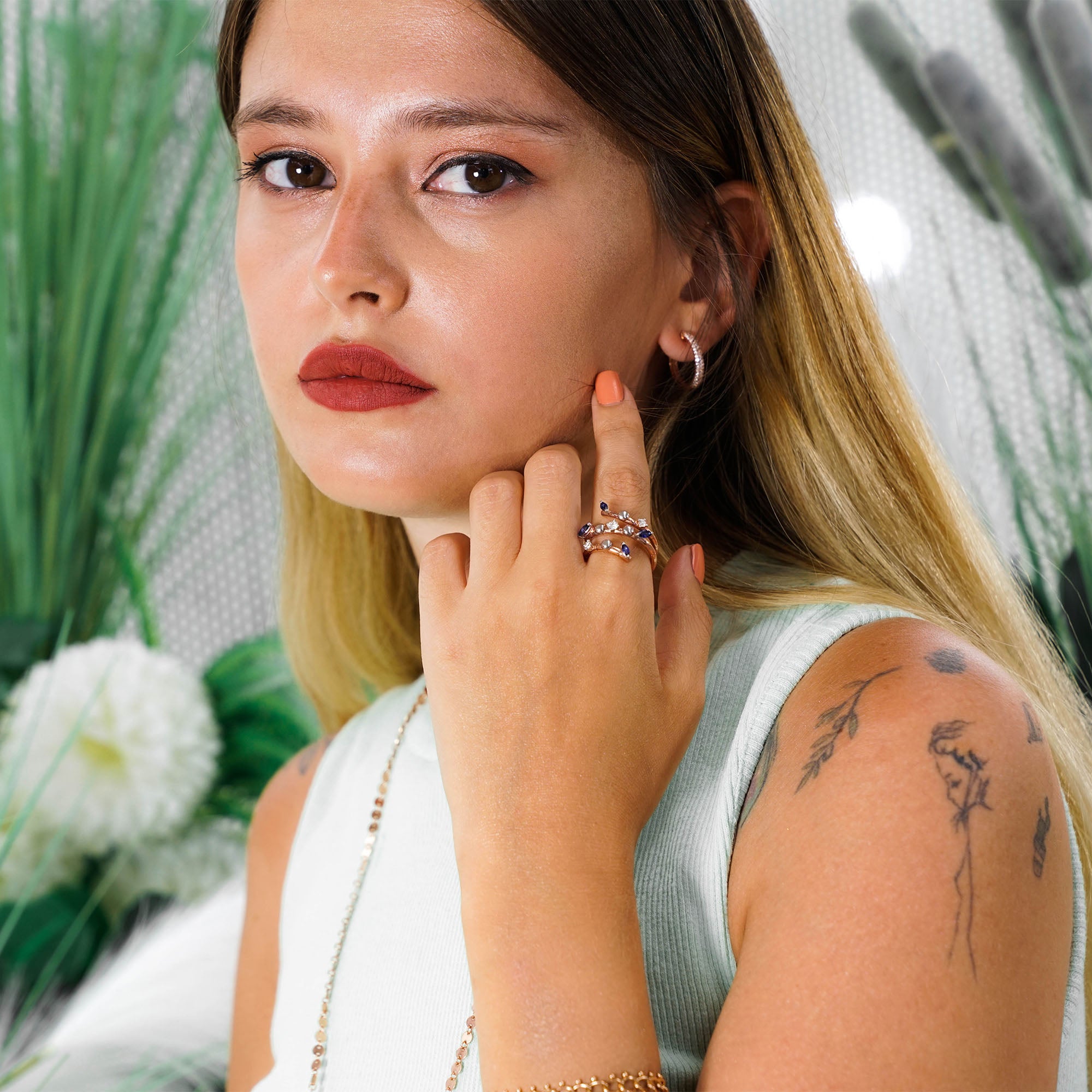 Safir ve Pırlanta Okyanus Tasarım Yüzük