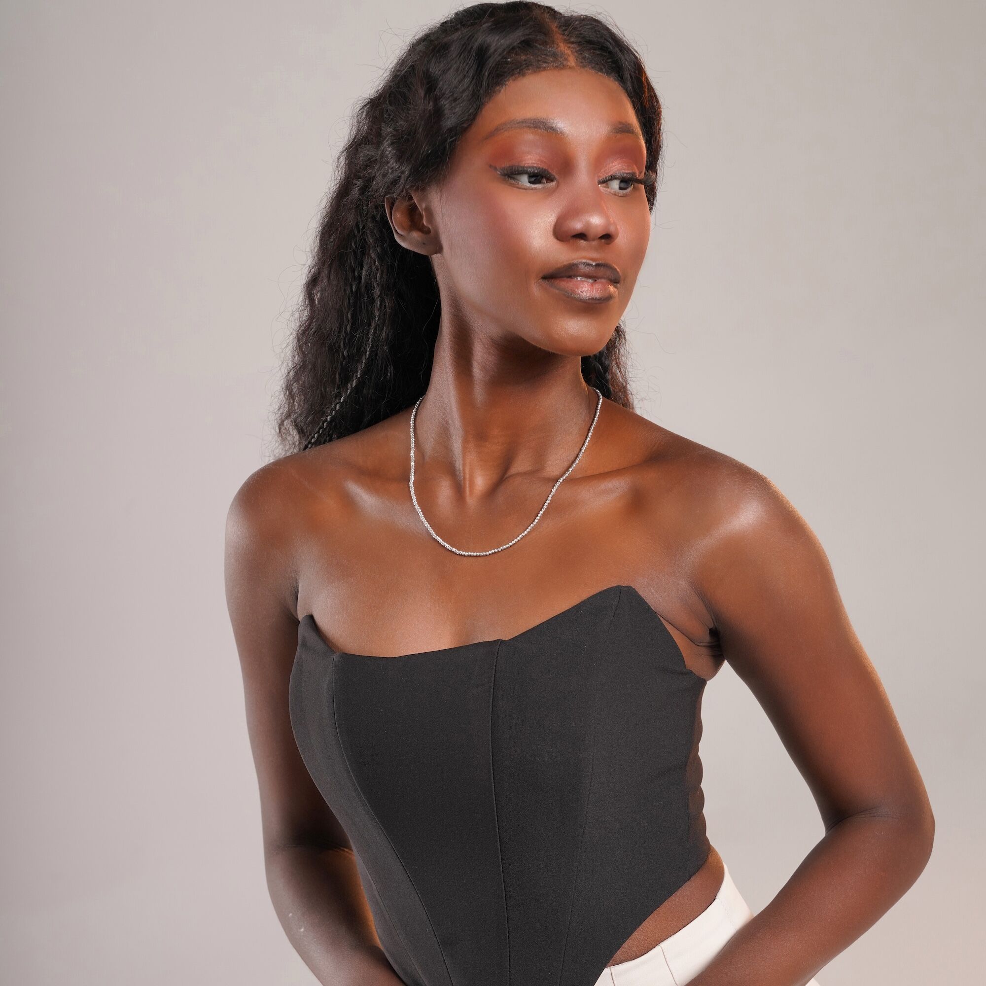 Beyaz Altın Dorika Toplu Zincir Kolye