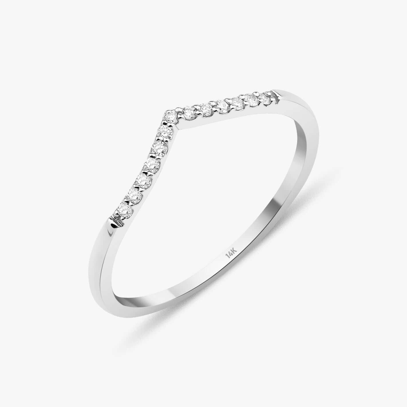 Minimal Pırlanta Chevron Yüzük