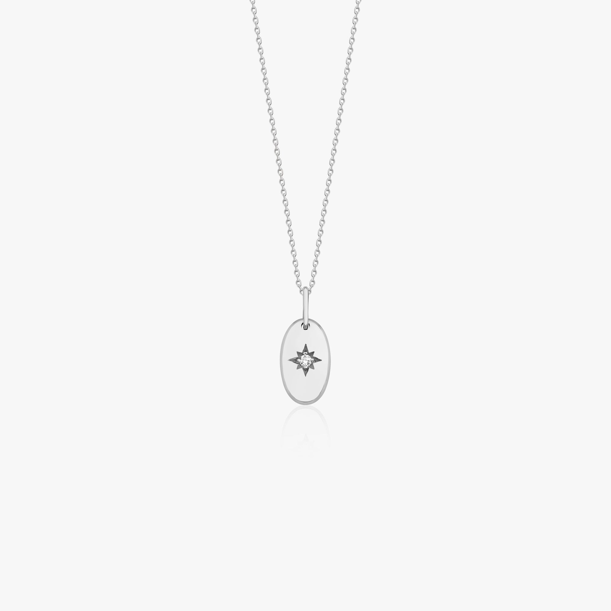 Minimal Pırlanta Oval Kuzey Yıldızı Kolye / Mini Star