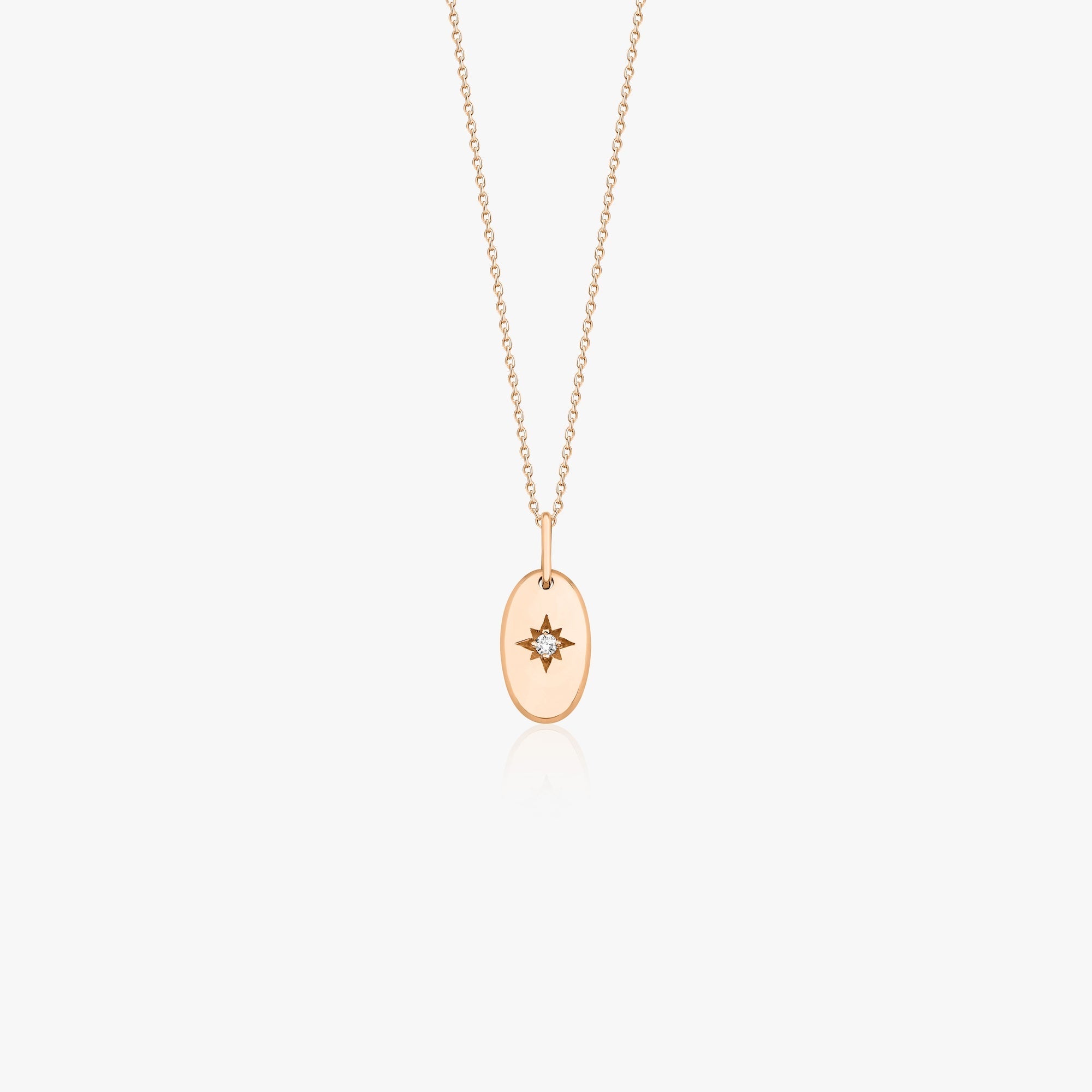 Minimal Pırlanta Oval Kuzey Yıldızı Kolye / Mini Star