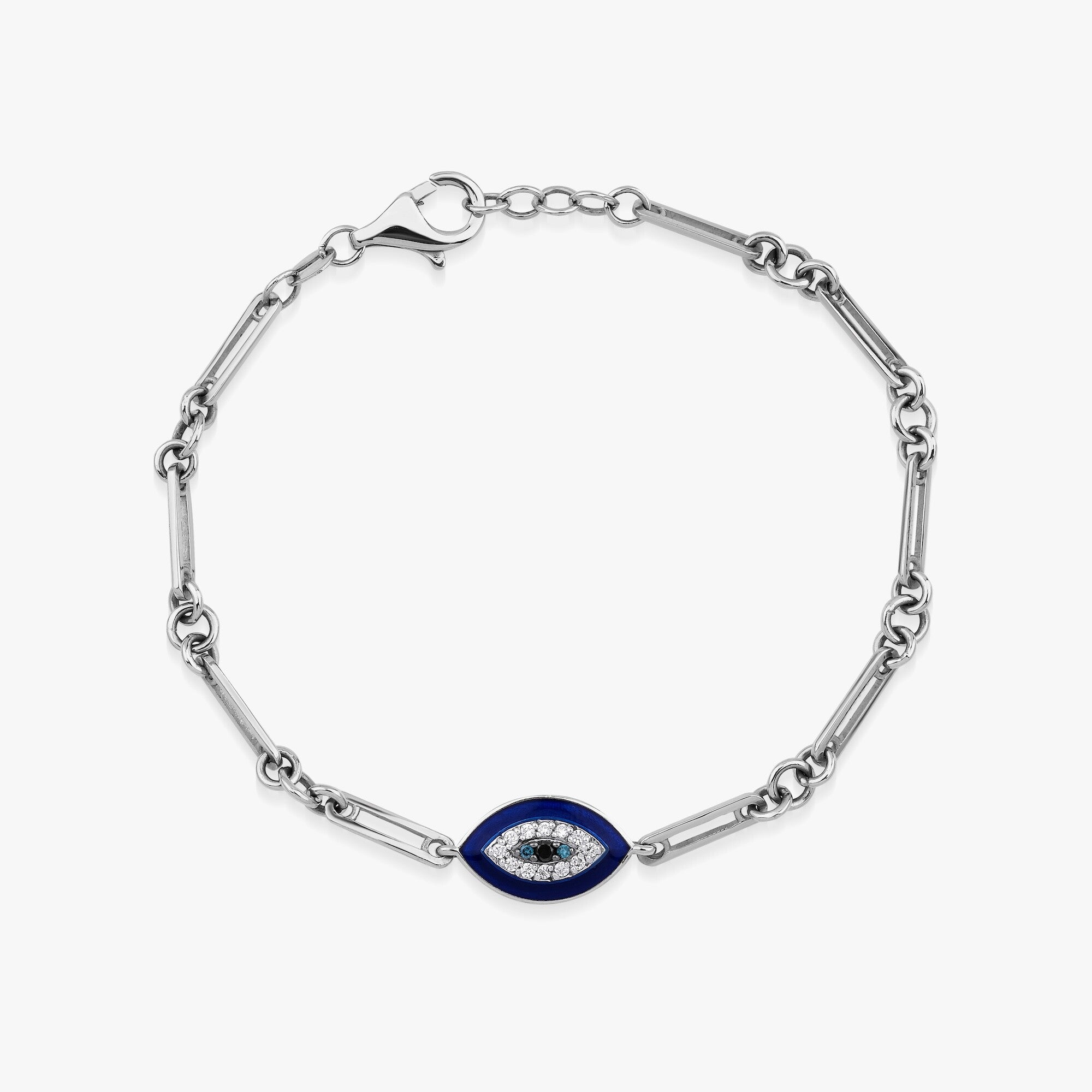 Mavi ve Beyaz Pırlantalı Nazarlık Göz Bileklik