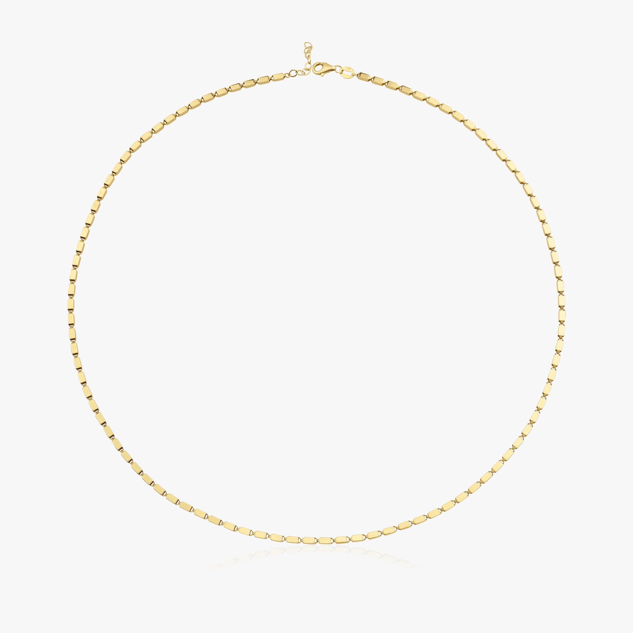 Dikdörtgen Parıltılı Zincir Kolye