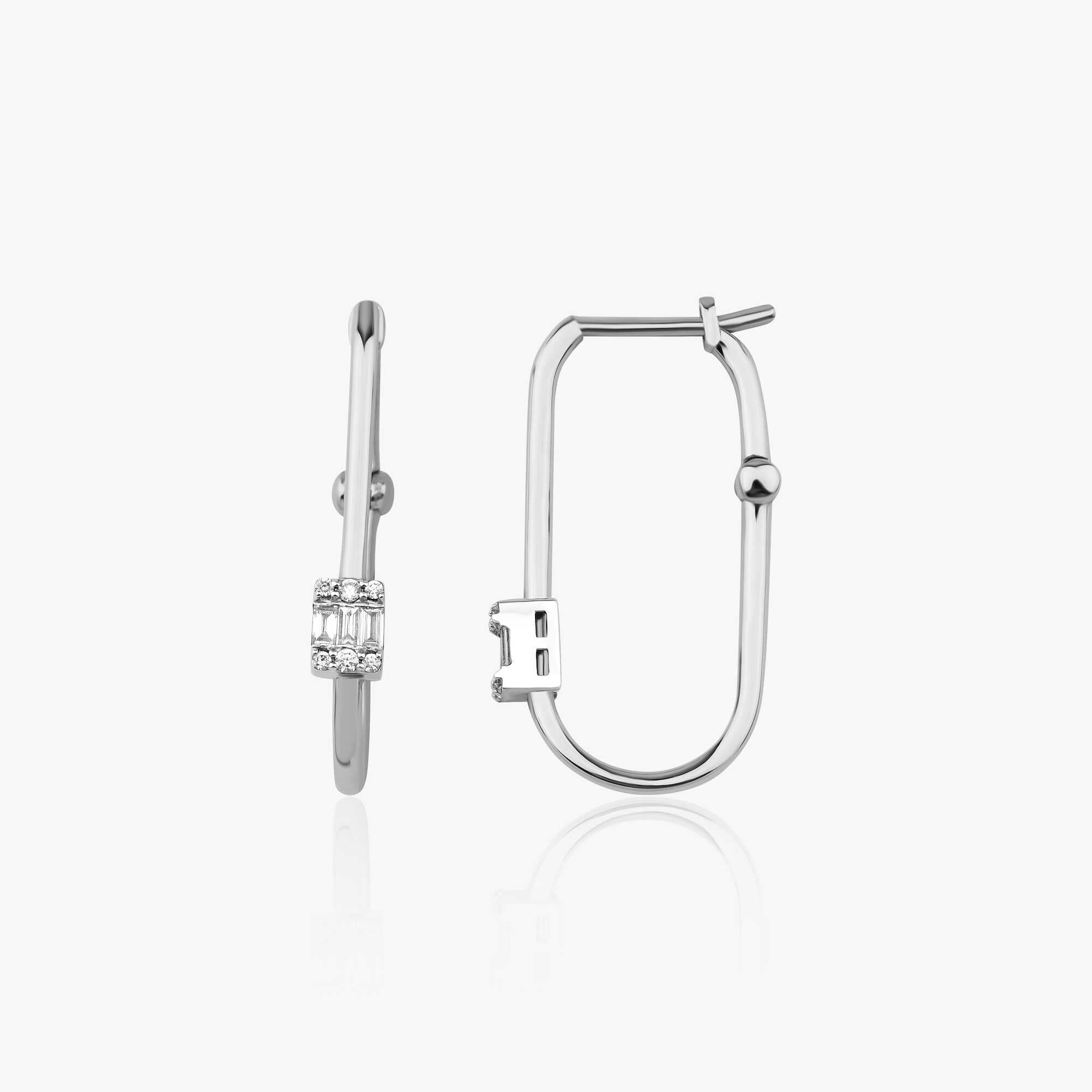 Baget Pırlanta Dikdörtgen Halka Küpe / Rectangle Hoops