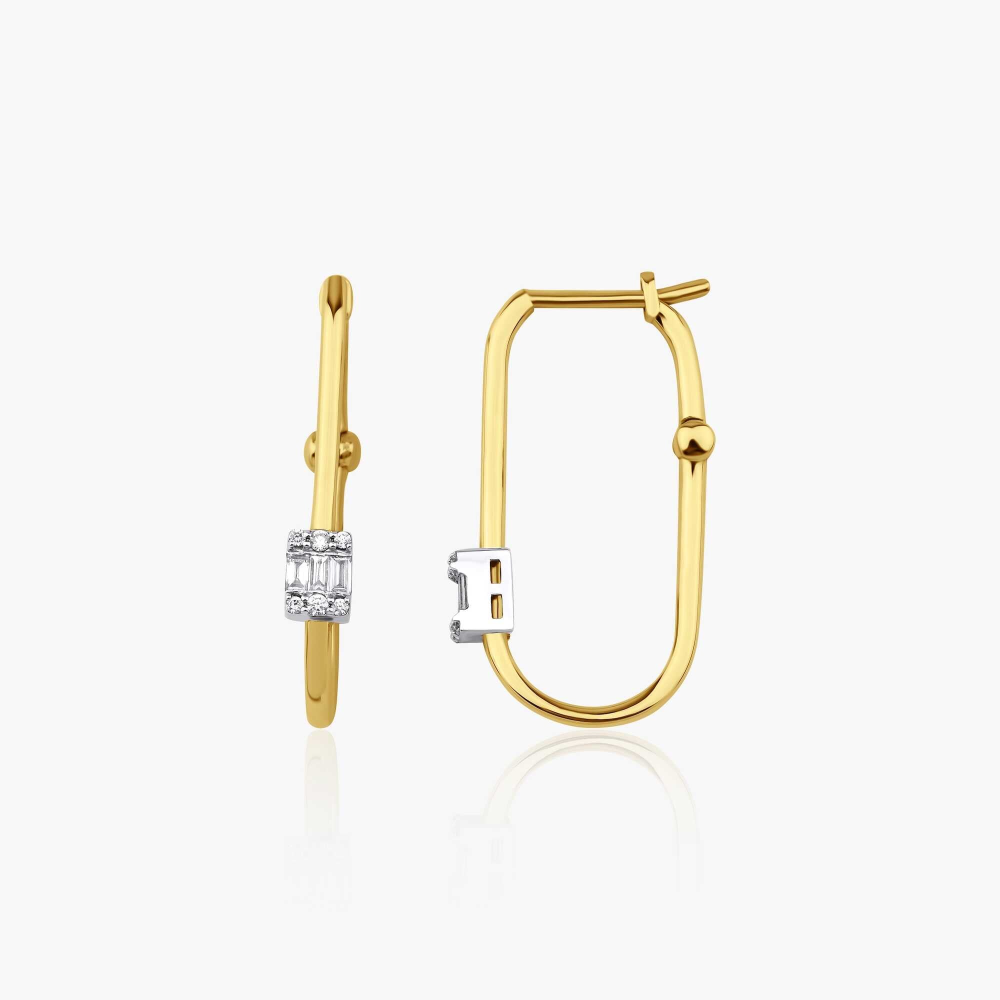 Baget Pırlanta Dikdörtgen Halka Küpe / Rectangle Hoops