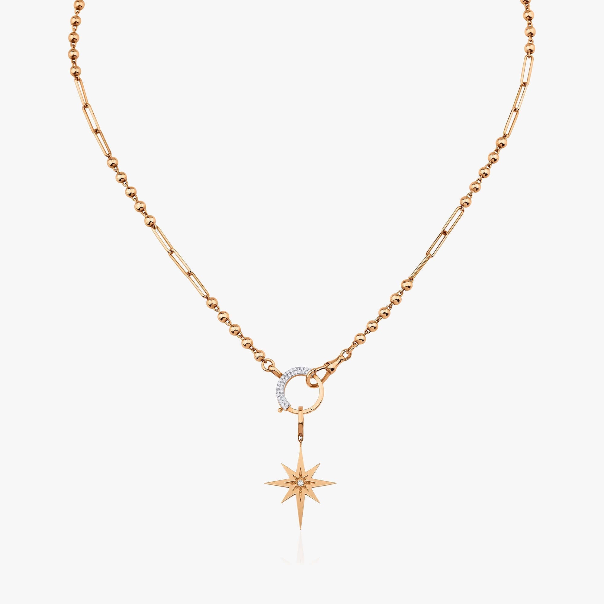 Uzun Zincir Pırlanta Kilit Kolye / Elongated Chain Lock