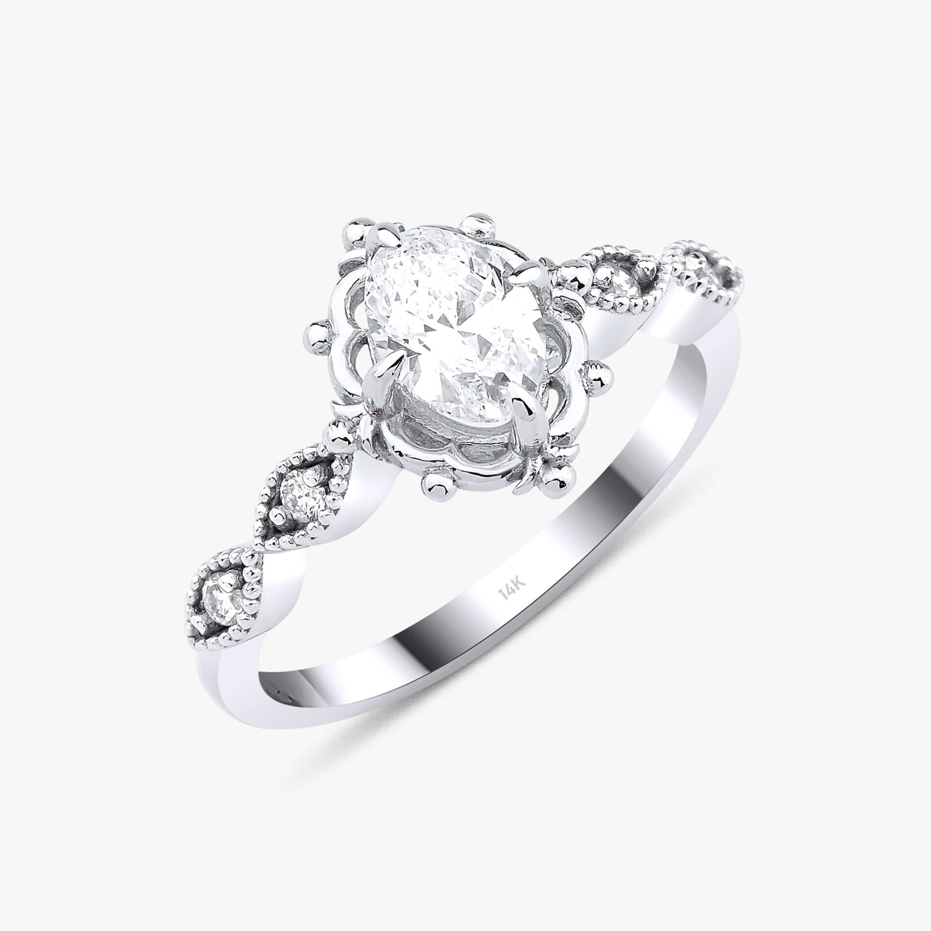 Vintage Oval Kesim Tektaş Pırlanta Yüzük