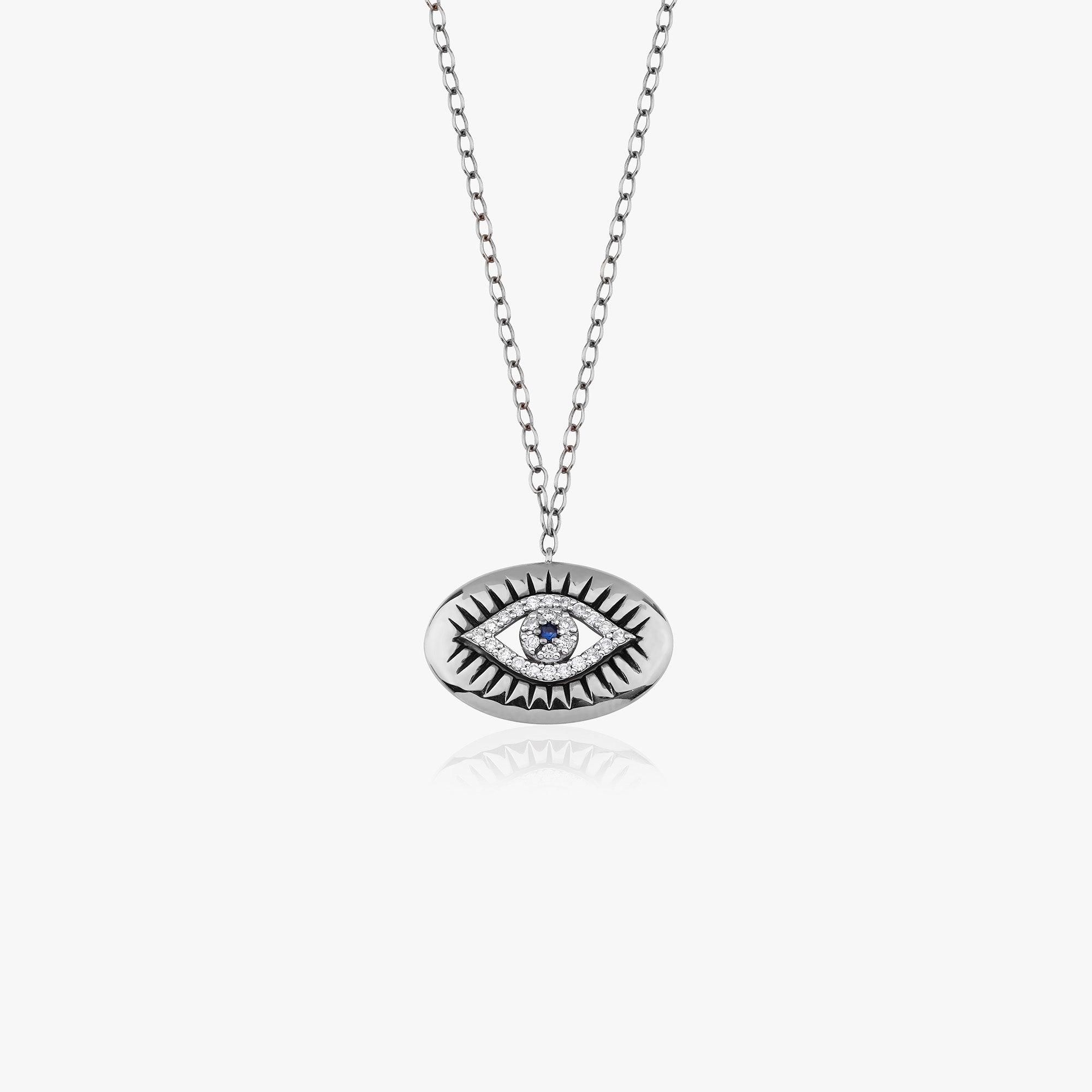 Oyma Pırlanta ve Safir Göz Kolye / Carved Eye