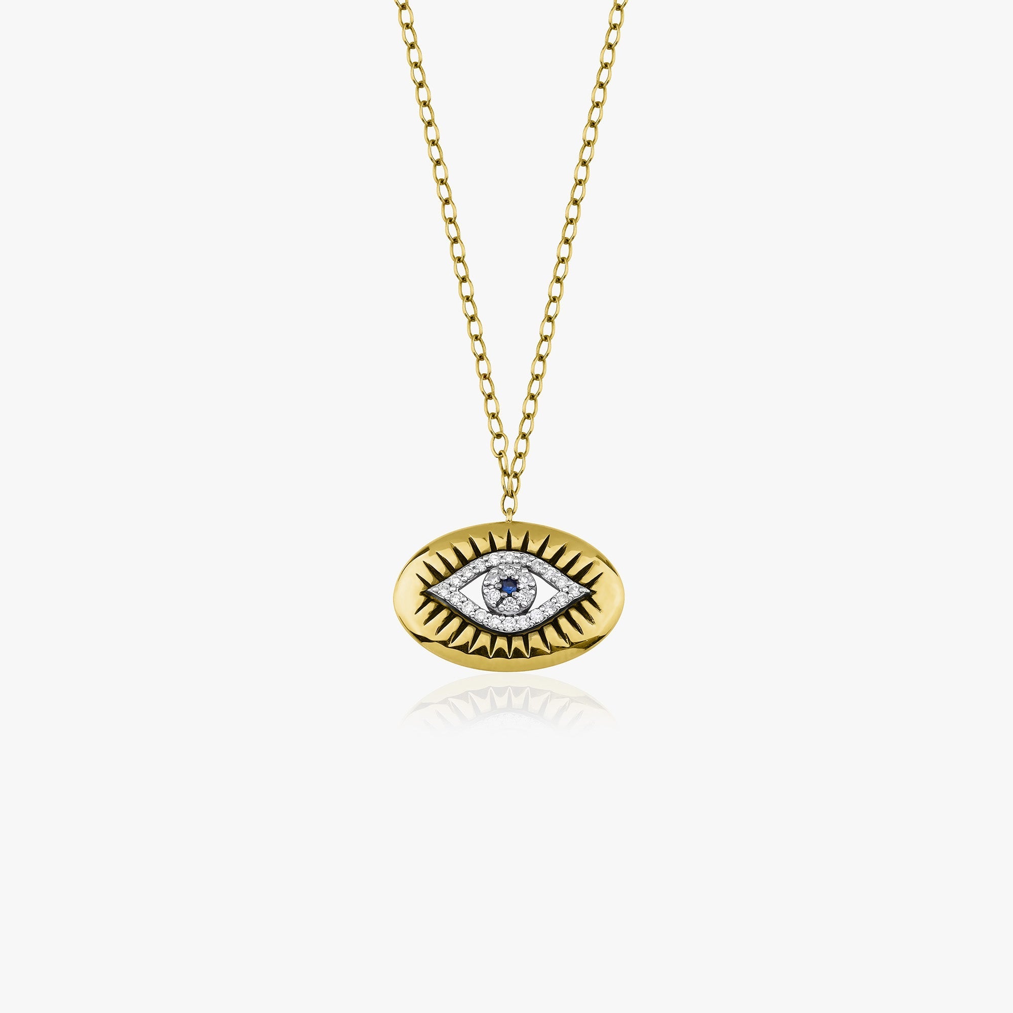 Oyma Pırlanta ve Safir Göz Kolye / Carved Eye
