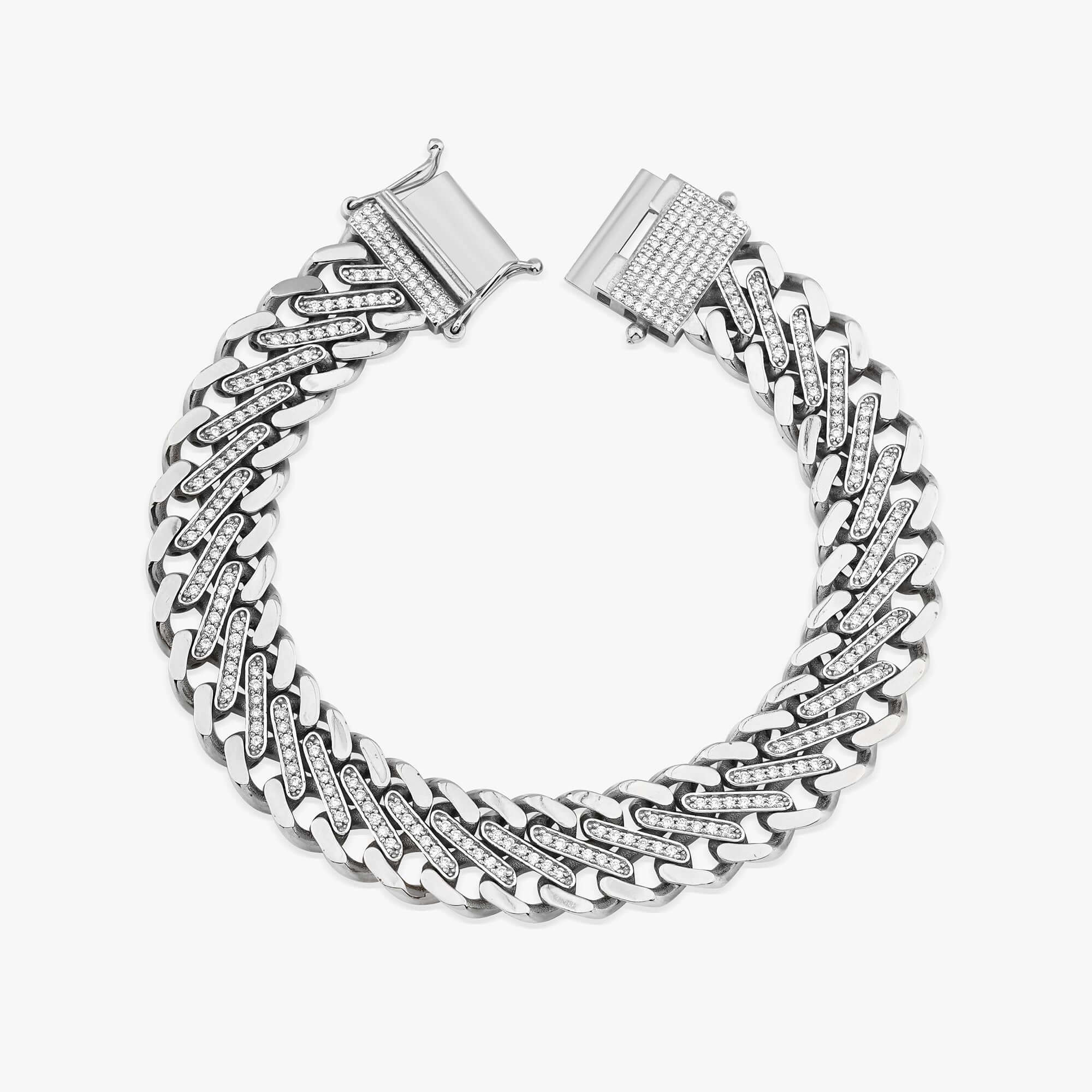Pave Pırlanta Link Zincir Bileklik / Modern Cuban