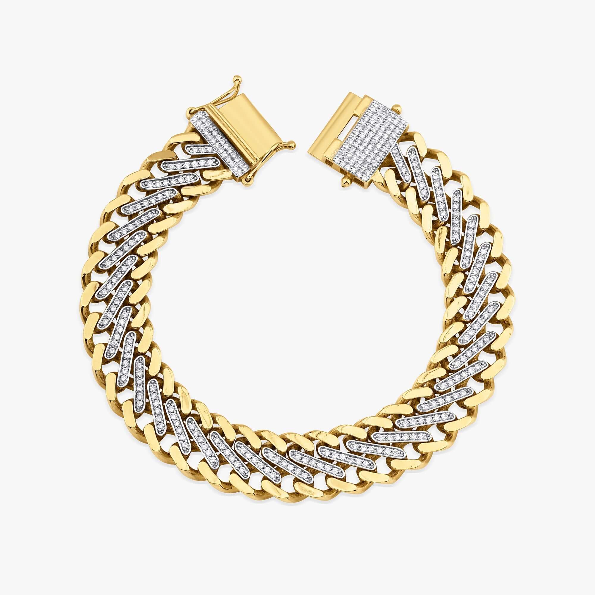 Pave Pırlanta Link Zincir Bileklik / Modern Cuban