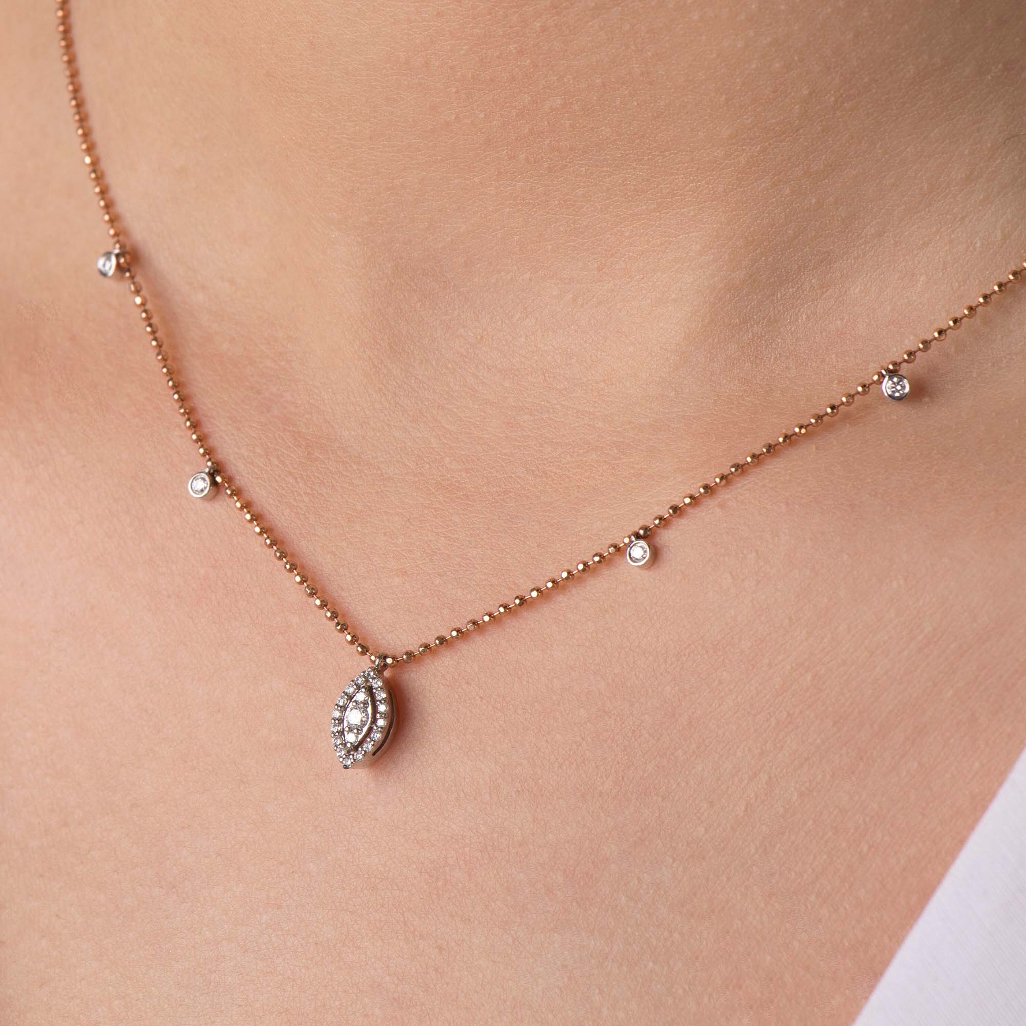 Top Zincirli Pırlanta Mızrak Kolye / Diamond Spear