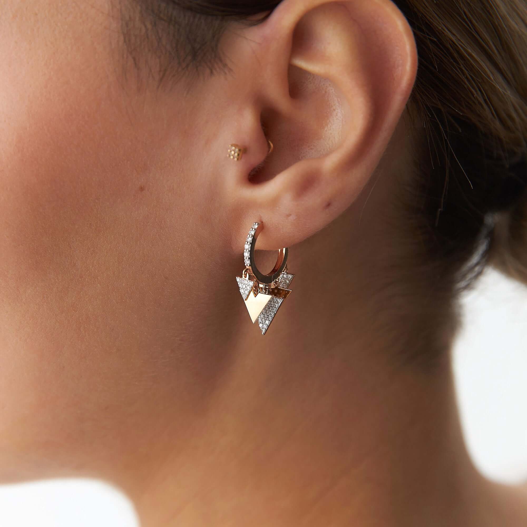 Pırlanta Üçgen Sallantılı Halka Küpe / Diamond Triangles