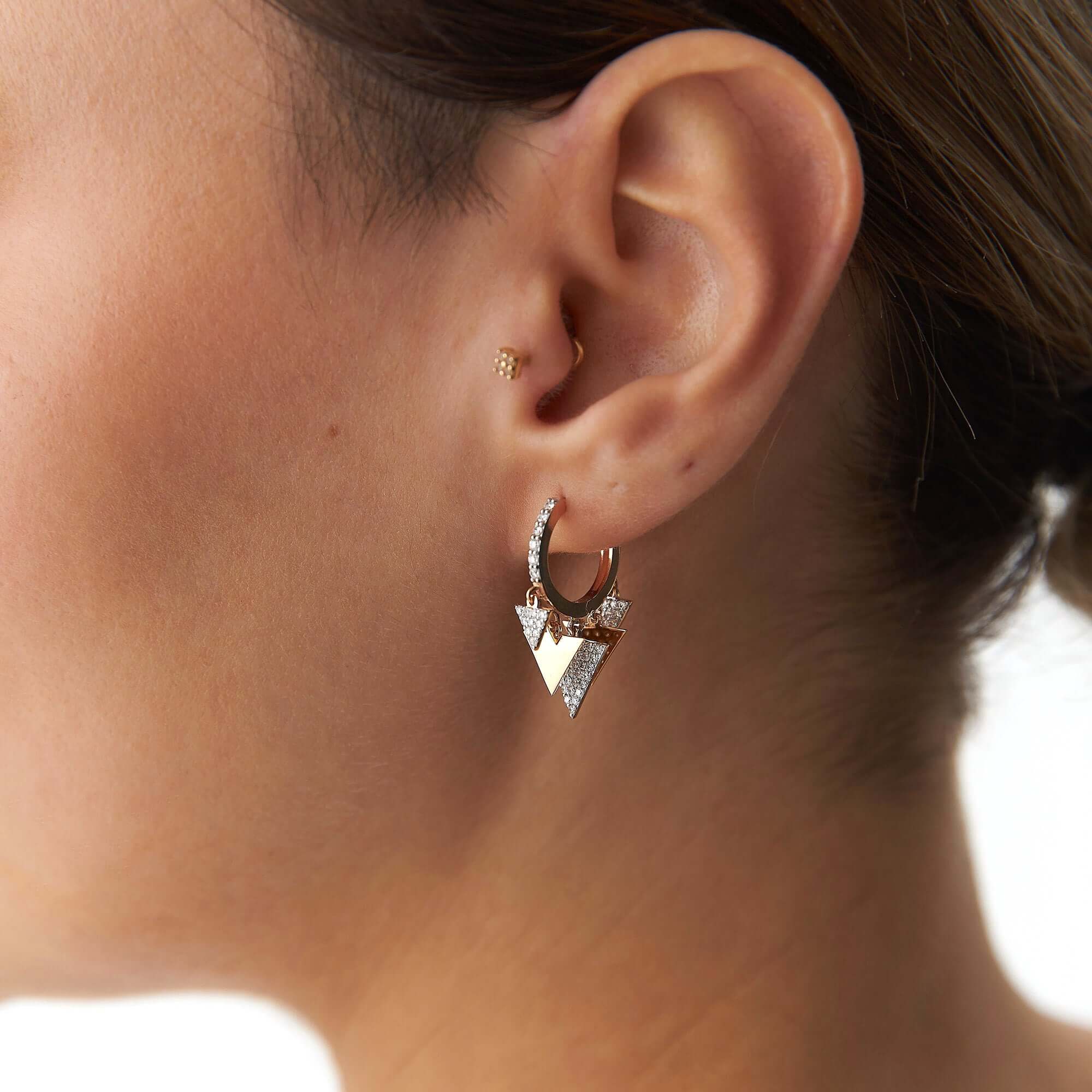 Pırlanta Üçgen Sallantılı Halka Küpe / Diamond Triangles